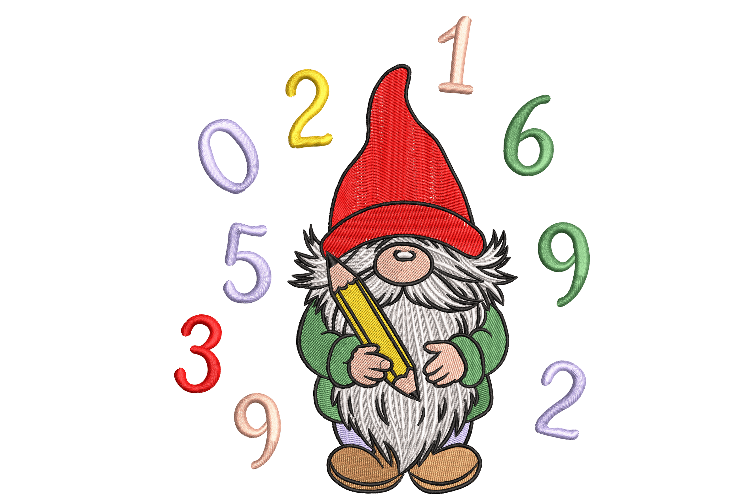 Math Gnome & Numbers – Machine Embroidery Design
