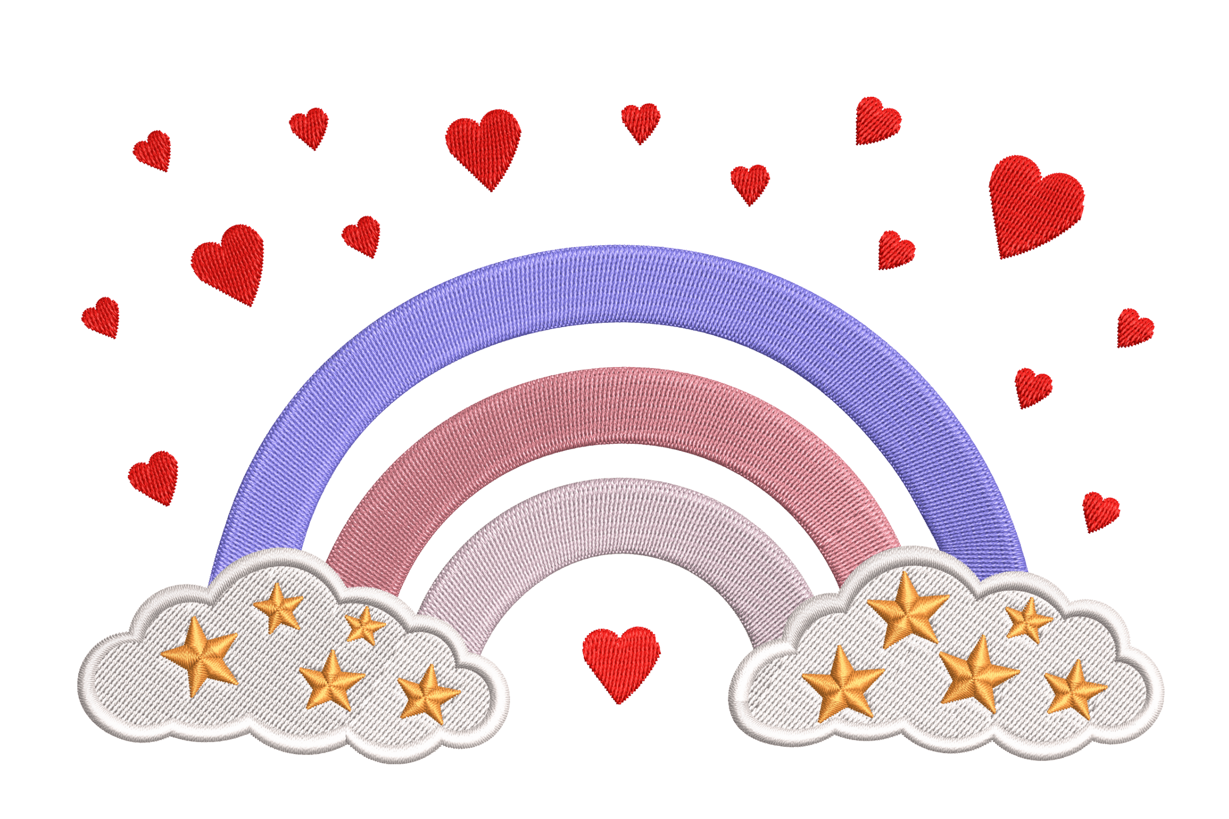 Rainbow Hearts & Clouds – Machine Embroidery Design