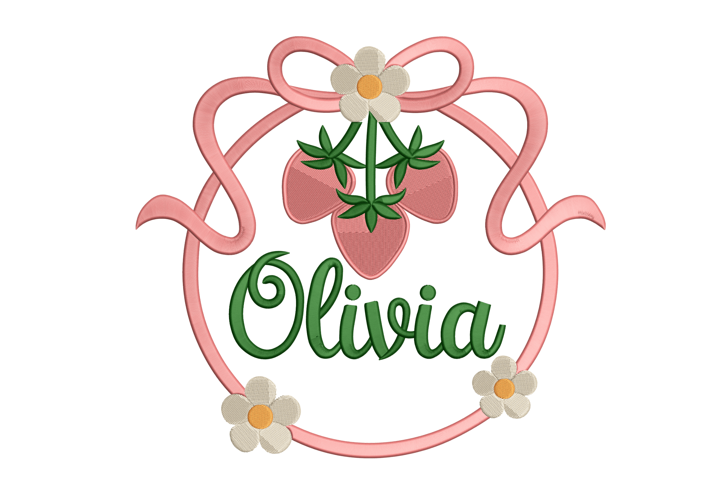 Strawberry Name Frame – Cute Kids Embroidery File
