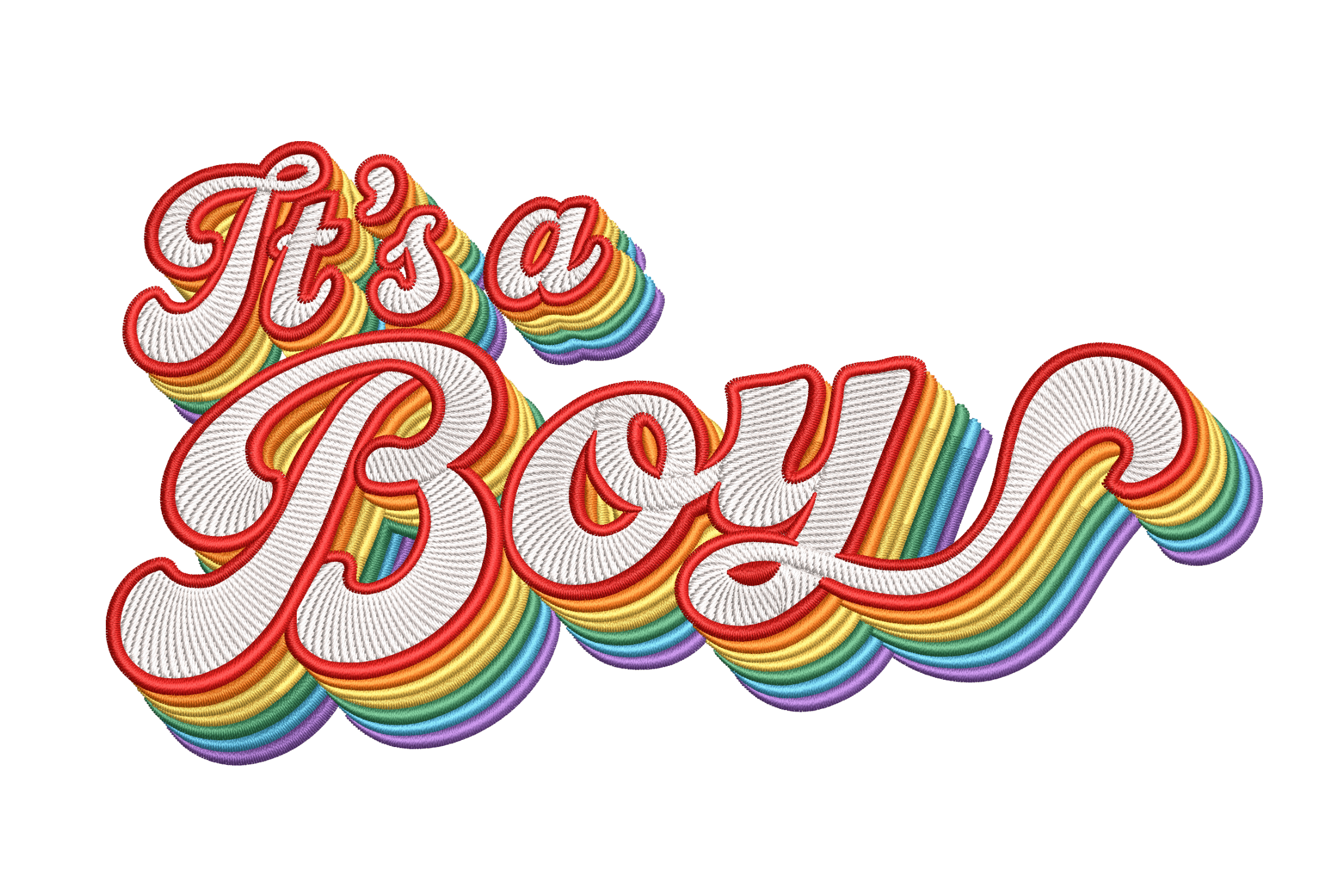 It’s a Boy Rainbow Text – Baby Shower Embroidery Design