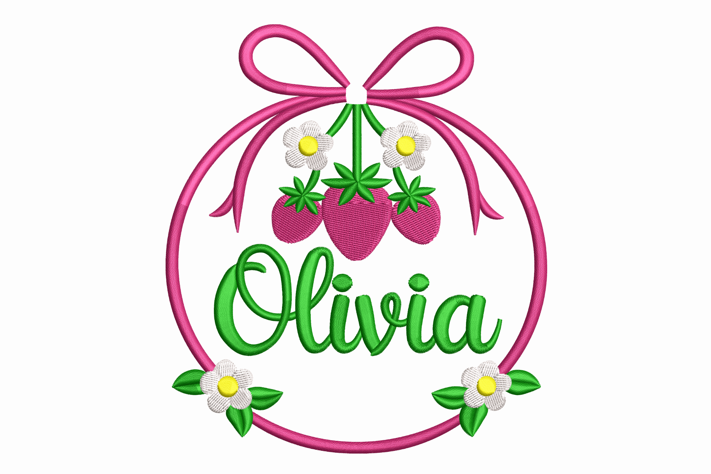 Olivia Strawberry Frame – Cute Name Embroidery Design