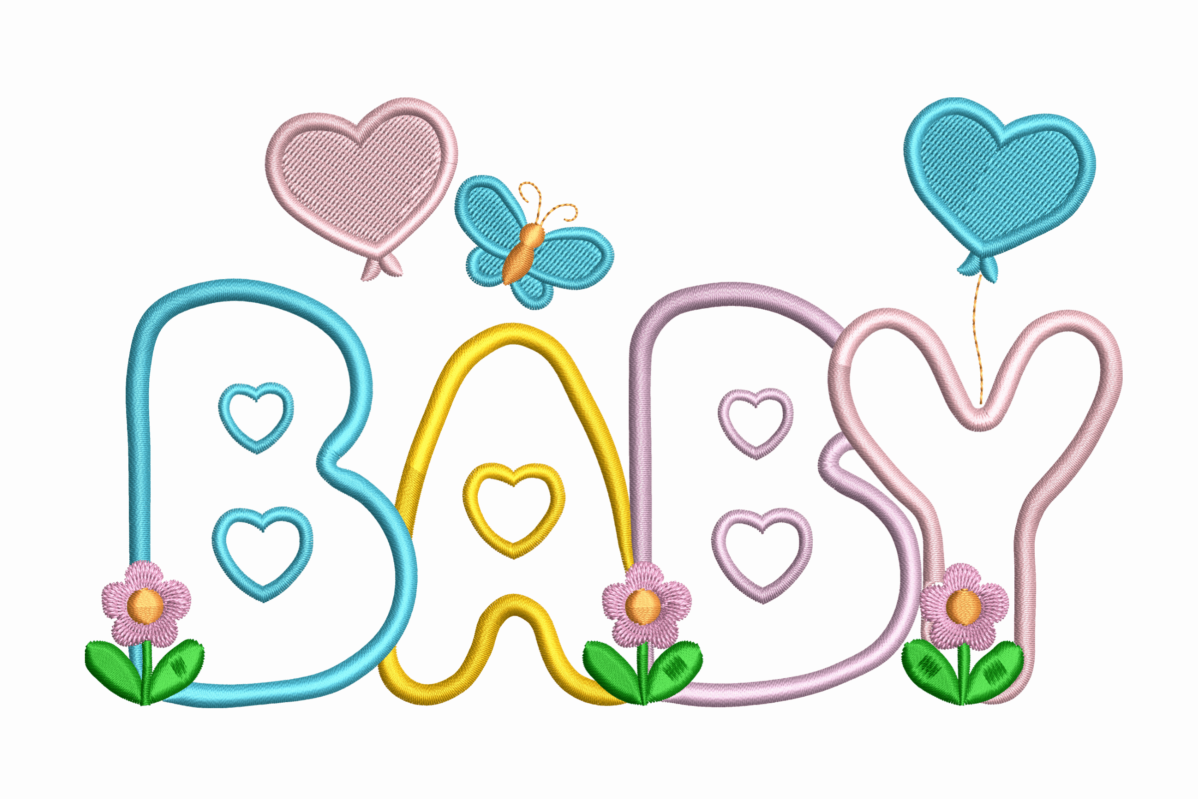 Baby Word with Hearts – Cute Kids Embroidery Design