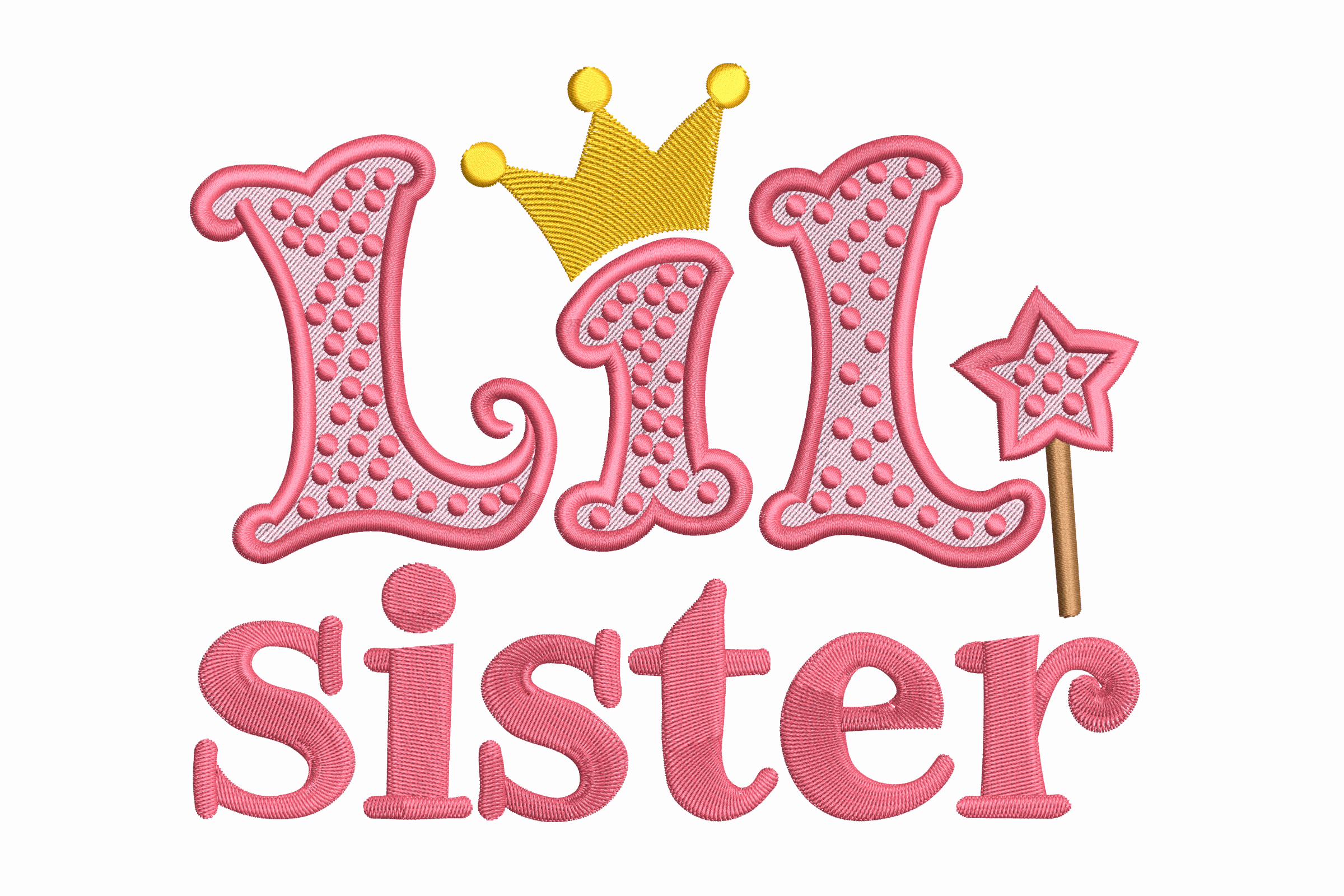 Lil Sister with Crown – Cute Kids Embroidery Design
