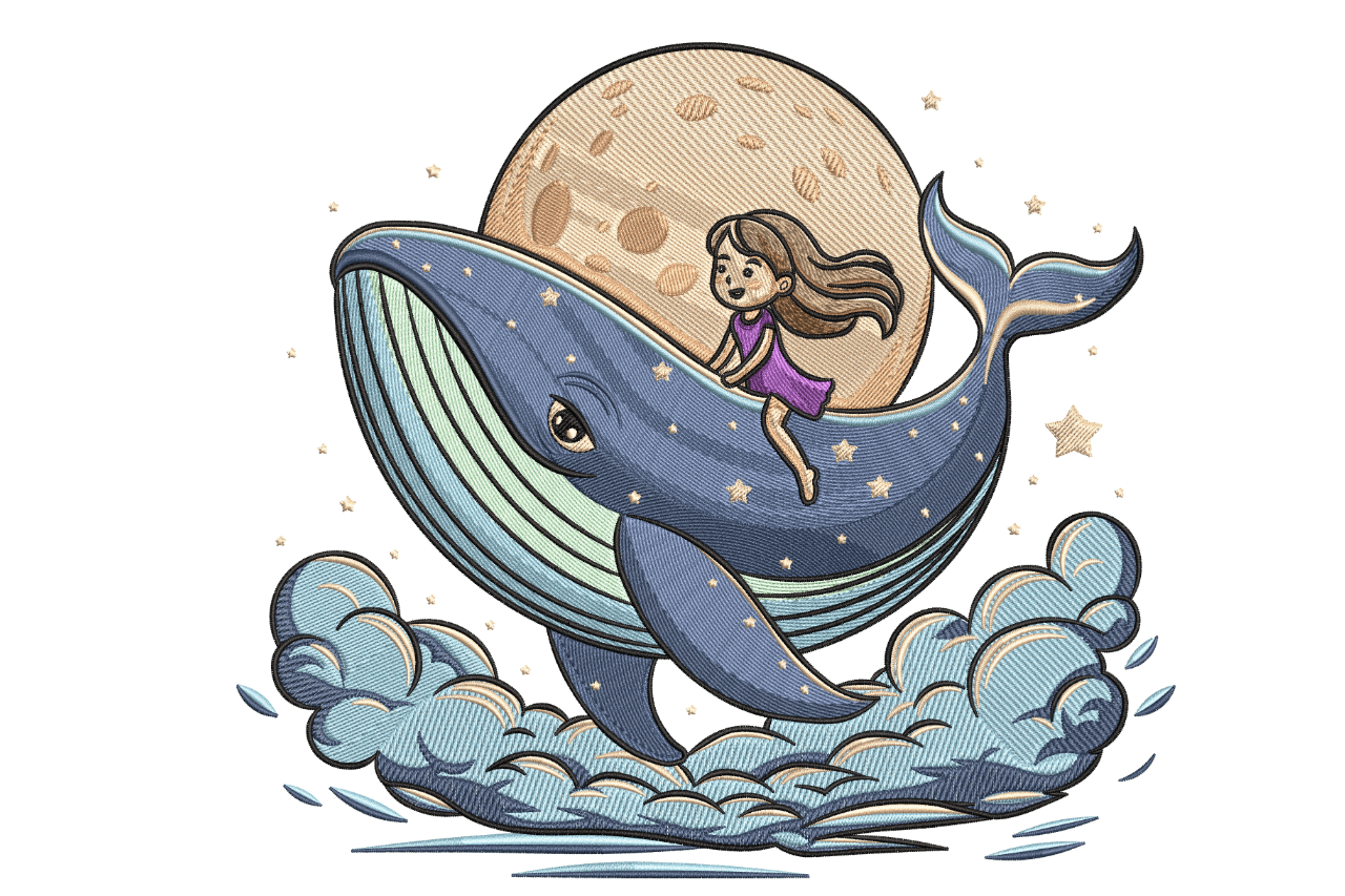 Whale & Moon Dream Ride – Kids Fantasy Embroidery