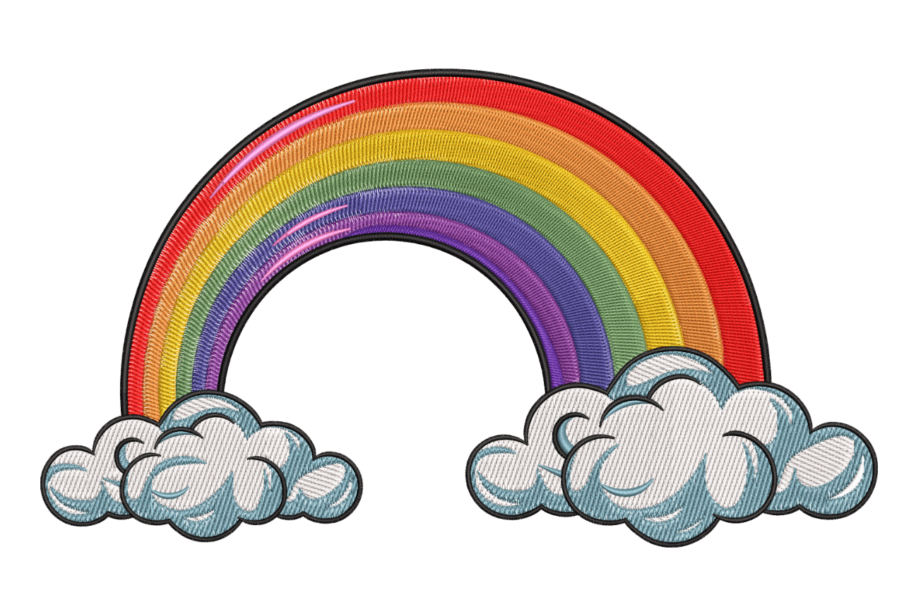 Rainbow & Clouds – Bright Kids Embroidery Design