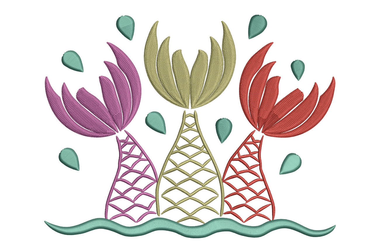 Mermaid Tails Trio – Fun Ocean Embroidery Design