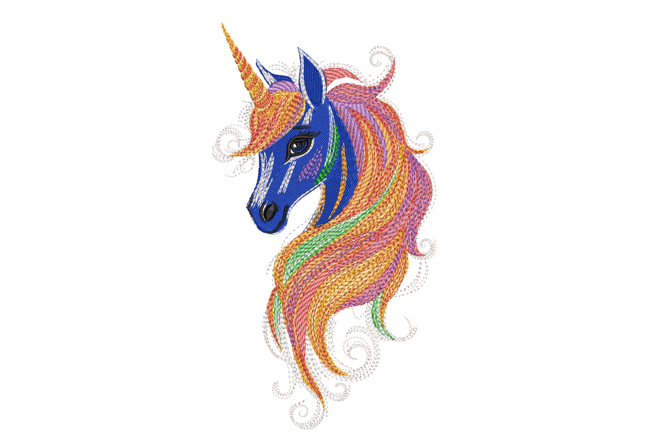 Rainbow Unicorn Head – Whimsical Kids Embroidery Design