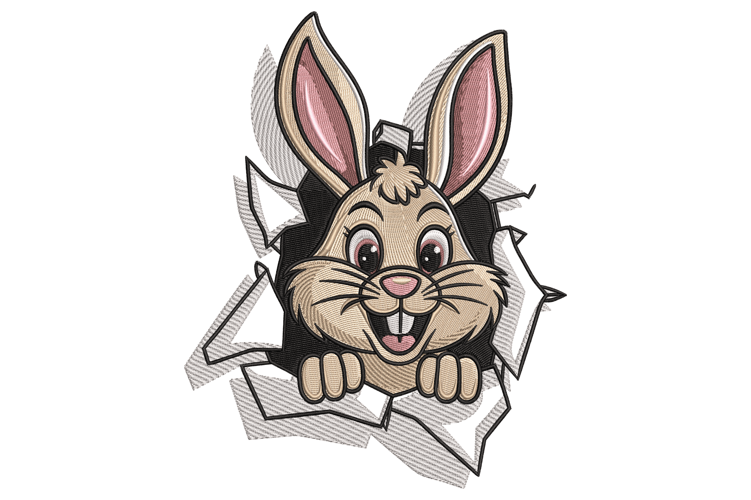 Peeking Bunny Breakthrough – Fun Kids Embroidery Design