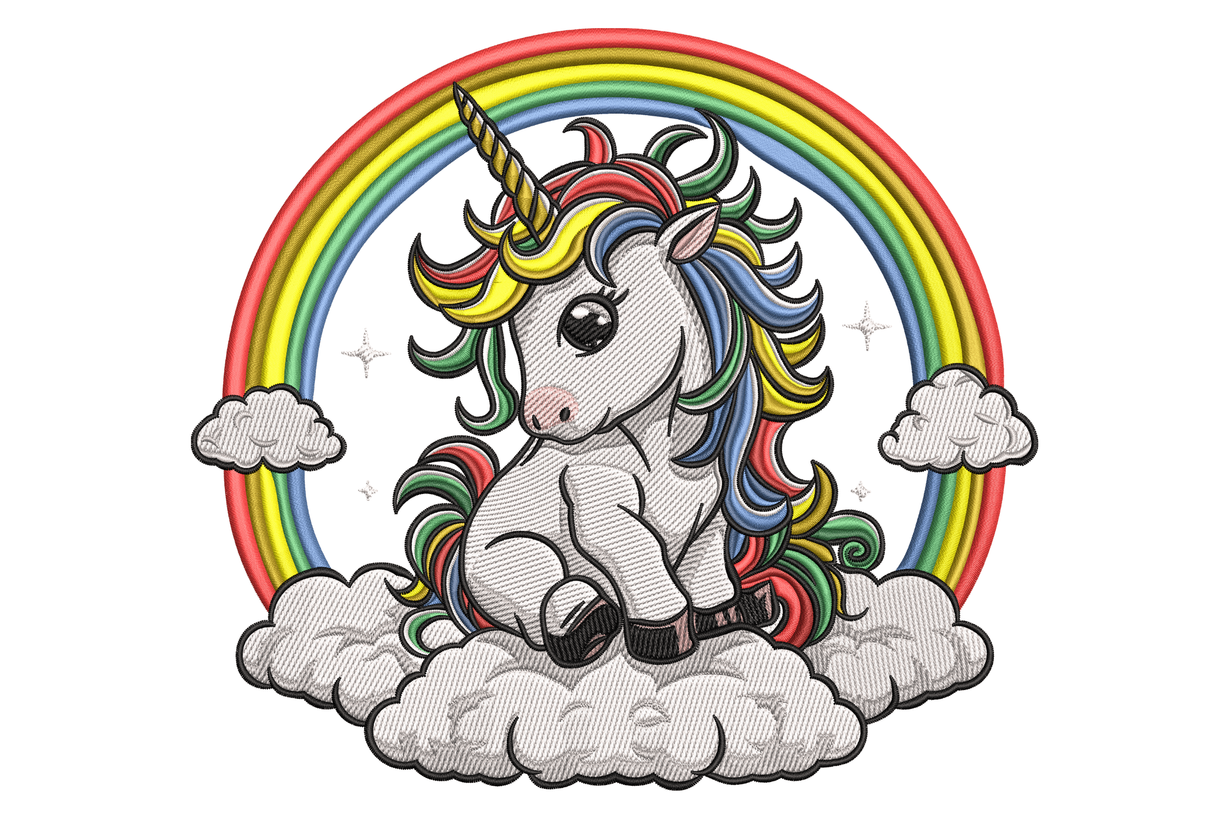 Unicorn Rainbow Clouds – Whimsical Kids Embroidery