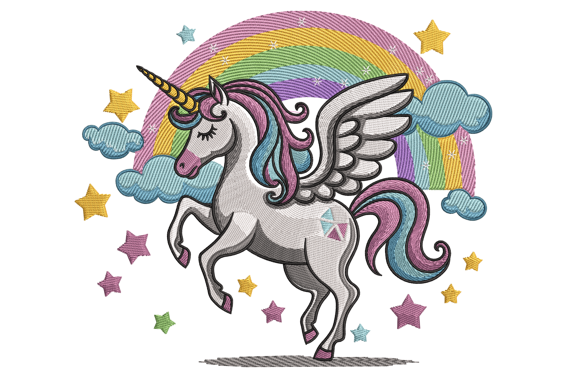 Rainbow Pegasus Unicorn – Cute Kids Embroidery