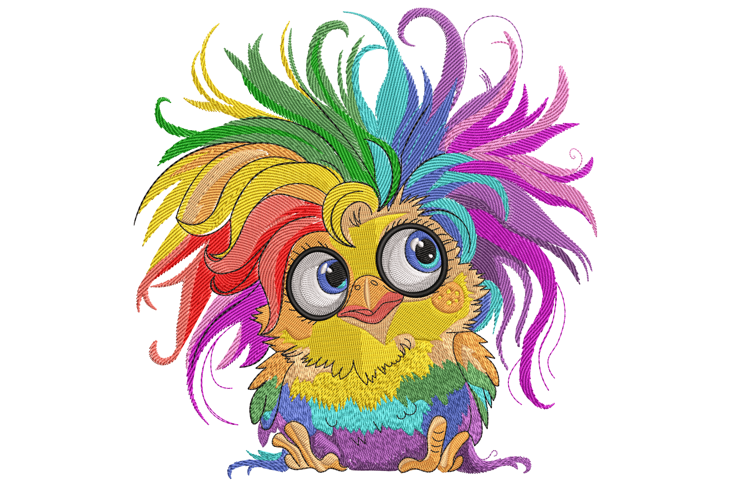 Rainbow Hair Chick – Cute Kids Embroidery