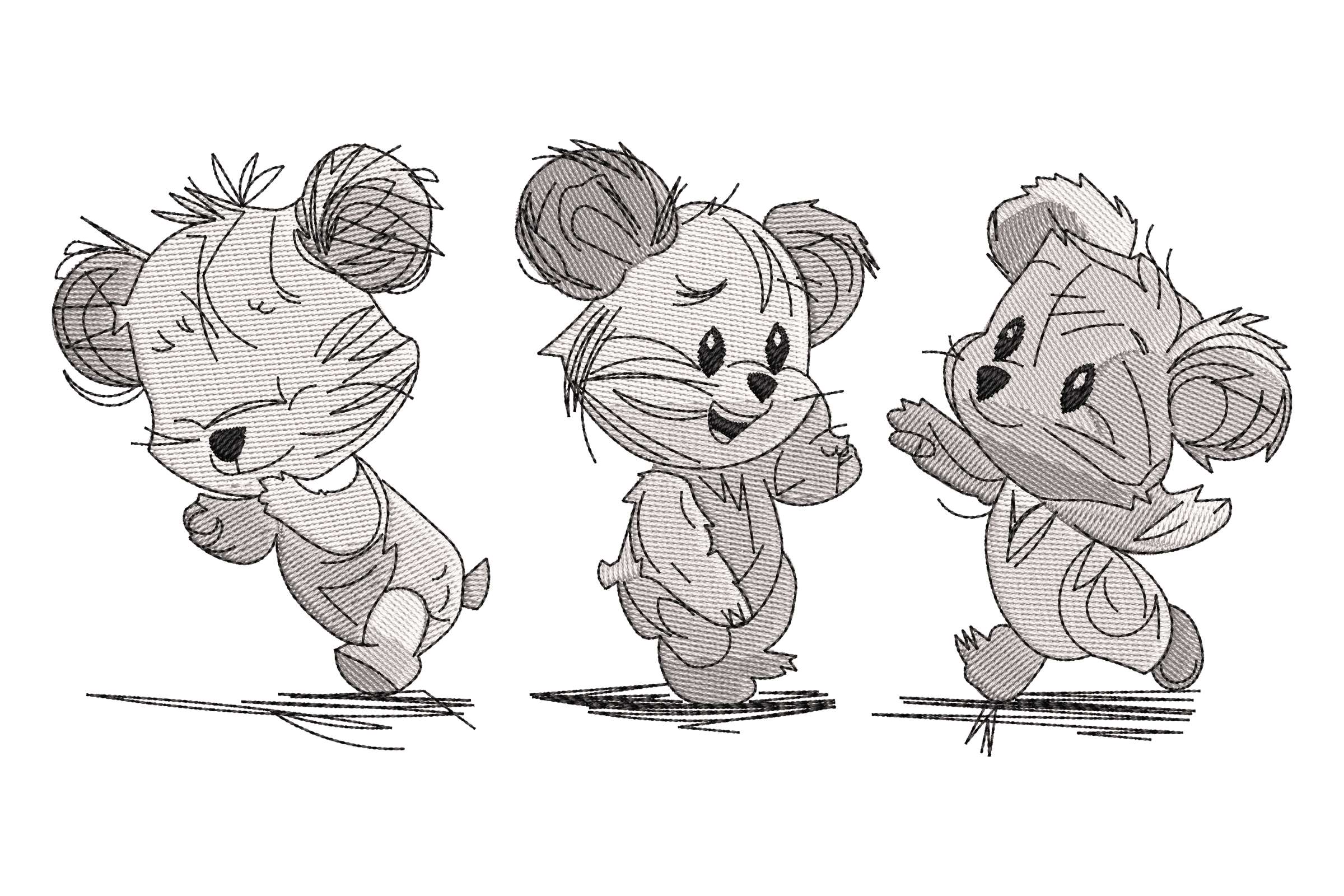 Three Sketch Bears – Cute Kids Embroidery