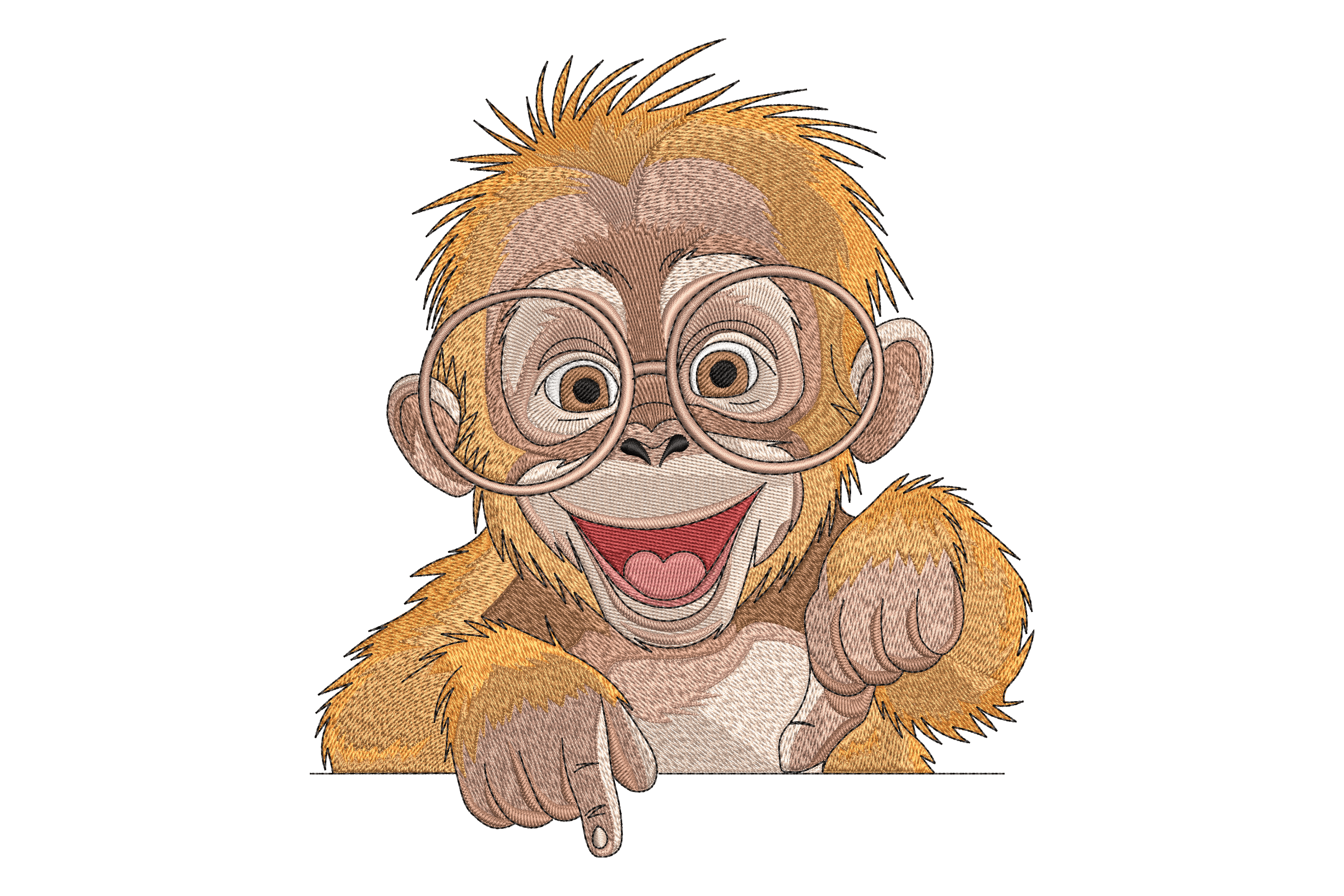 Smart Baby Monkey – Cute Eyeglasses Embroidery