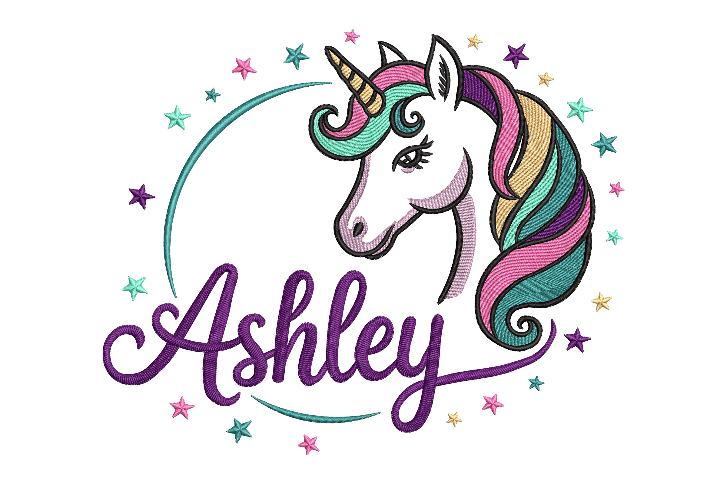 Ashley Unicorn – Personalized Kids Embroidery Design