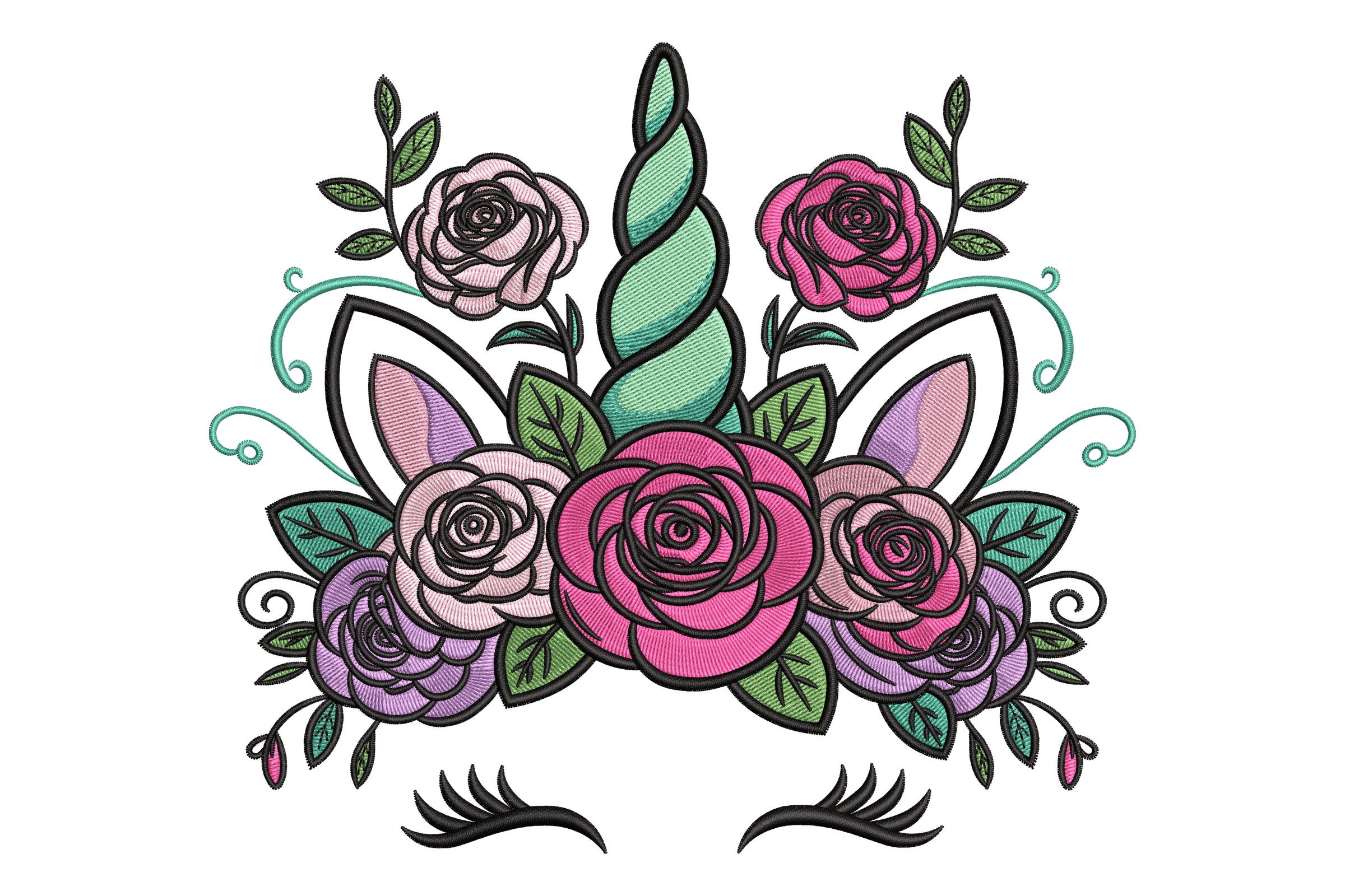 Floral Unicorn Face – Whimsical Kids Embroidery Design