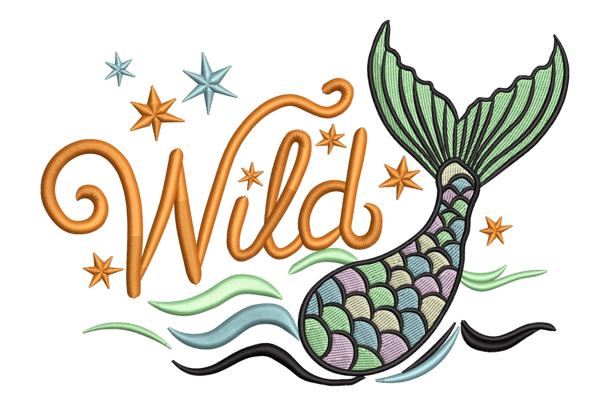 Wild Mermaid Tail – Fun Fantasy Kids Embroidery Design