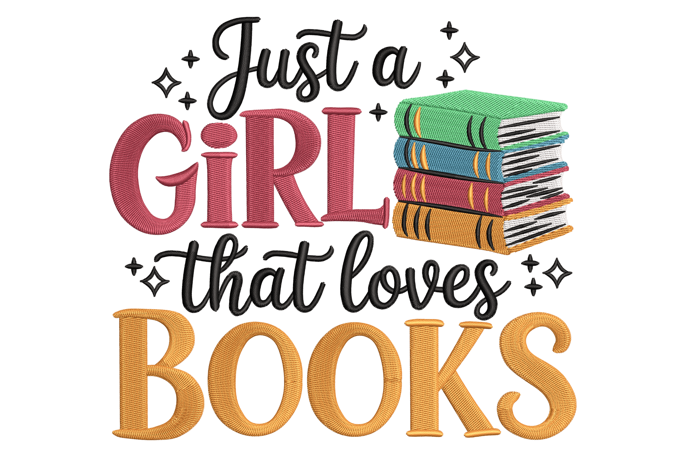 Just a Girl That Loves Books – Reading Embroidery Design