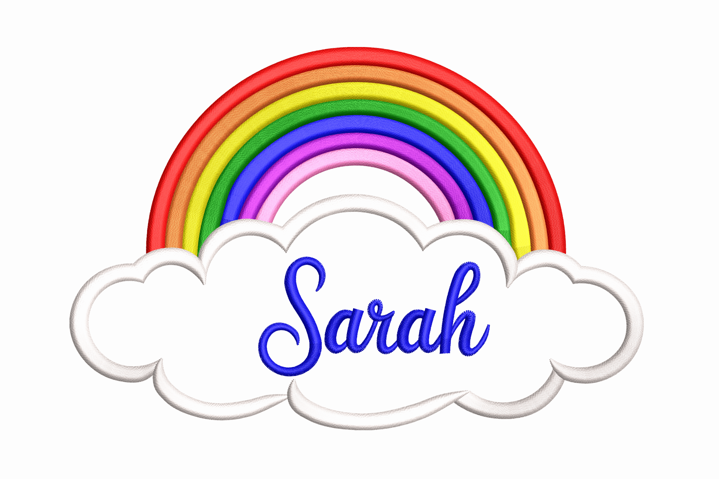 Rainbow Cloud Name – Custom Kids Embroidery Design