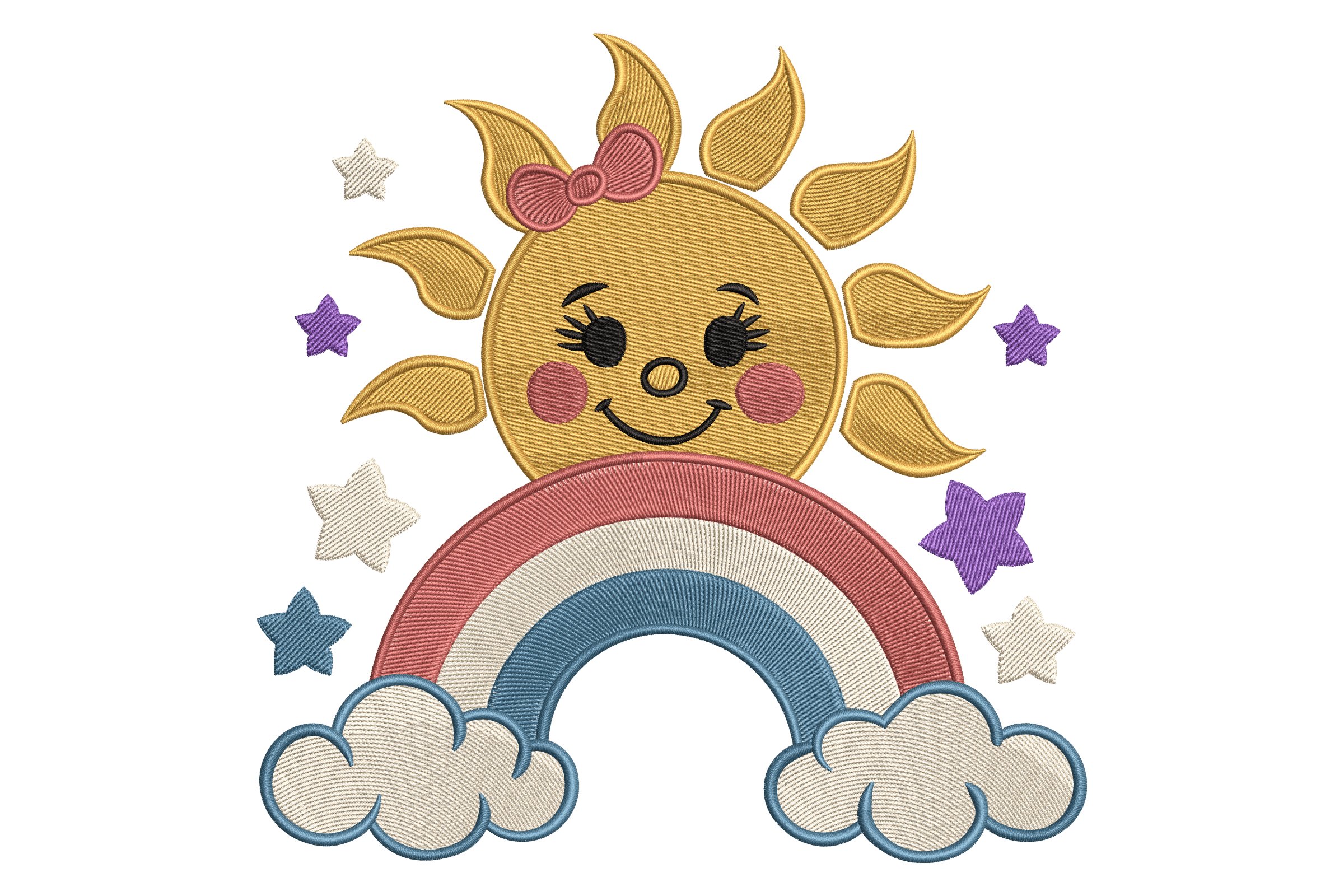 Smiling Sun & Rainbow – Cute Kids Embroidery Design