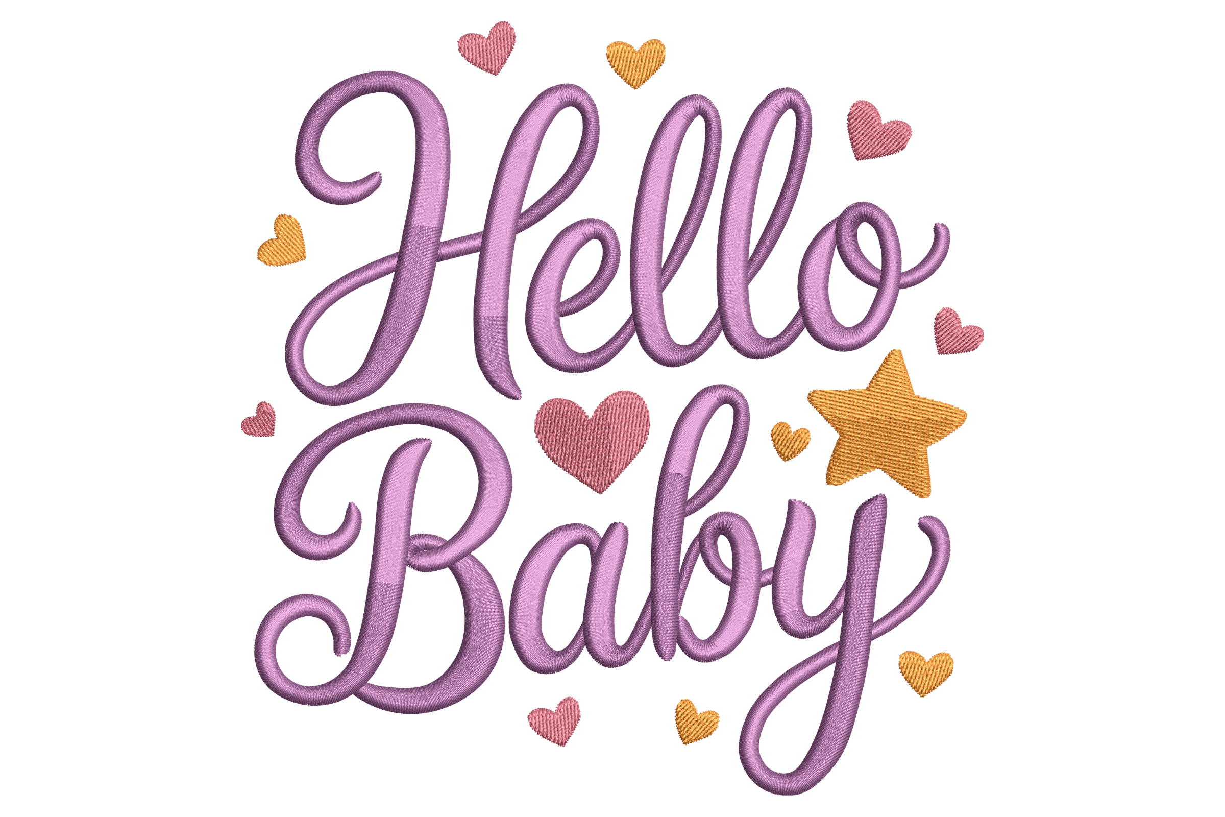 Hello Baby – Cute Hearts & Star Embroidery Design