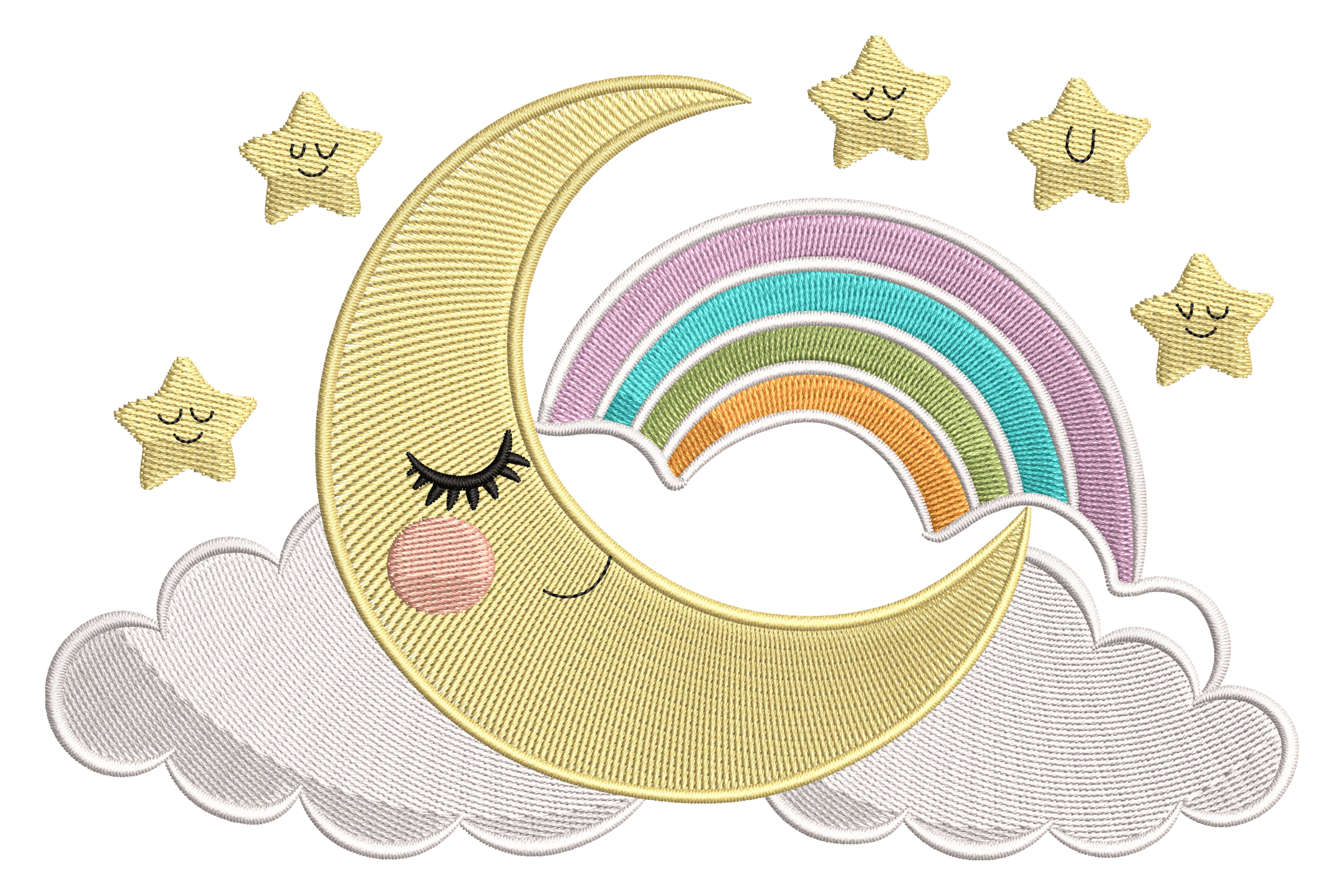 Sleeping Moon & Stars – Cute Rainbow Baby Embroidery