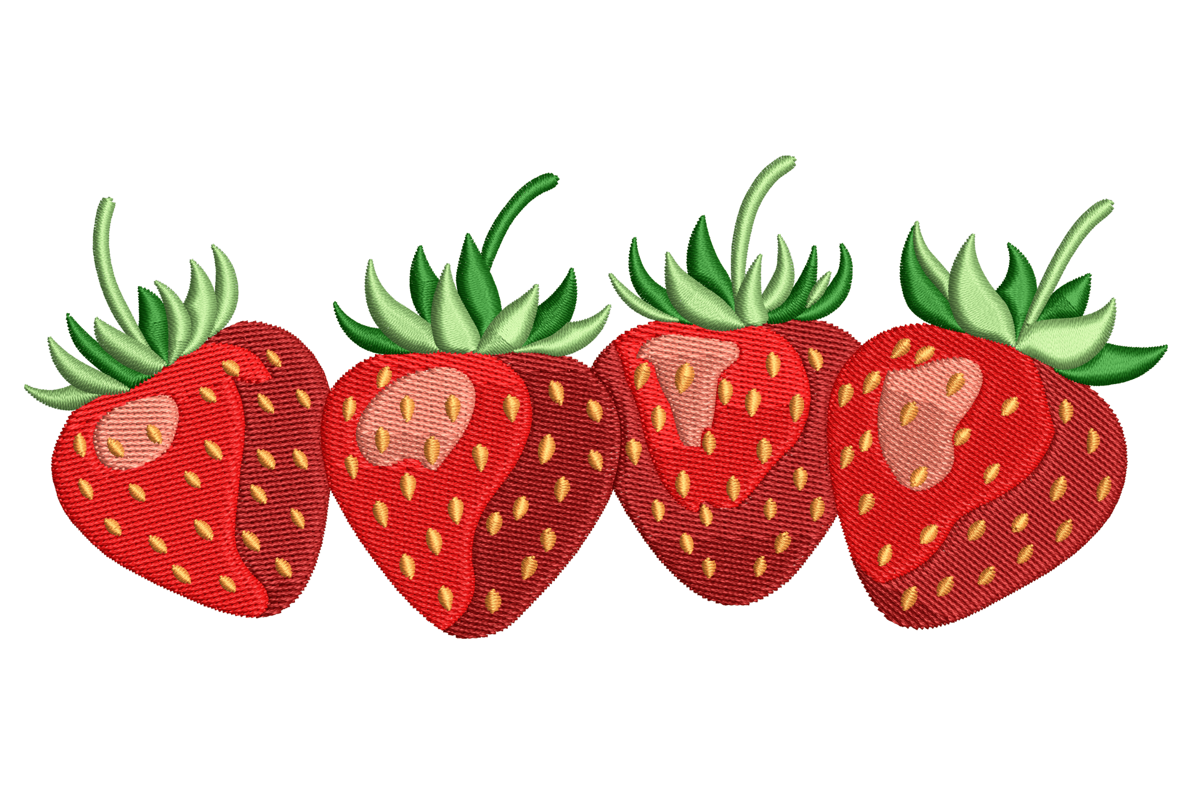 Strawberry Quartet – Realistic Fruit Embroidery Design