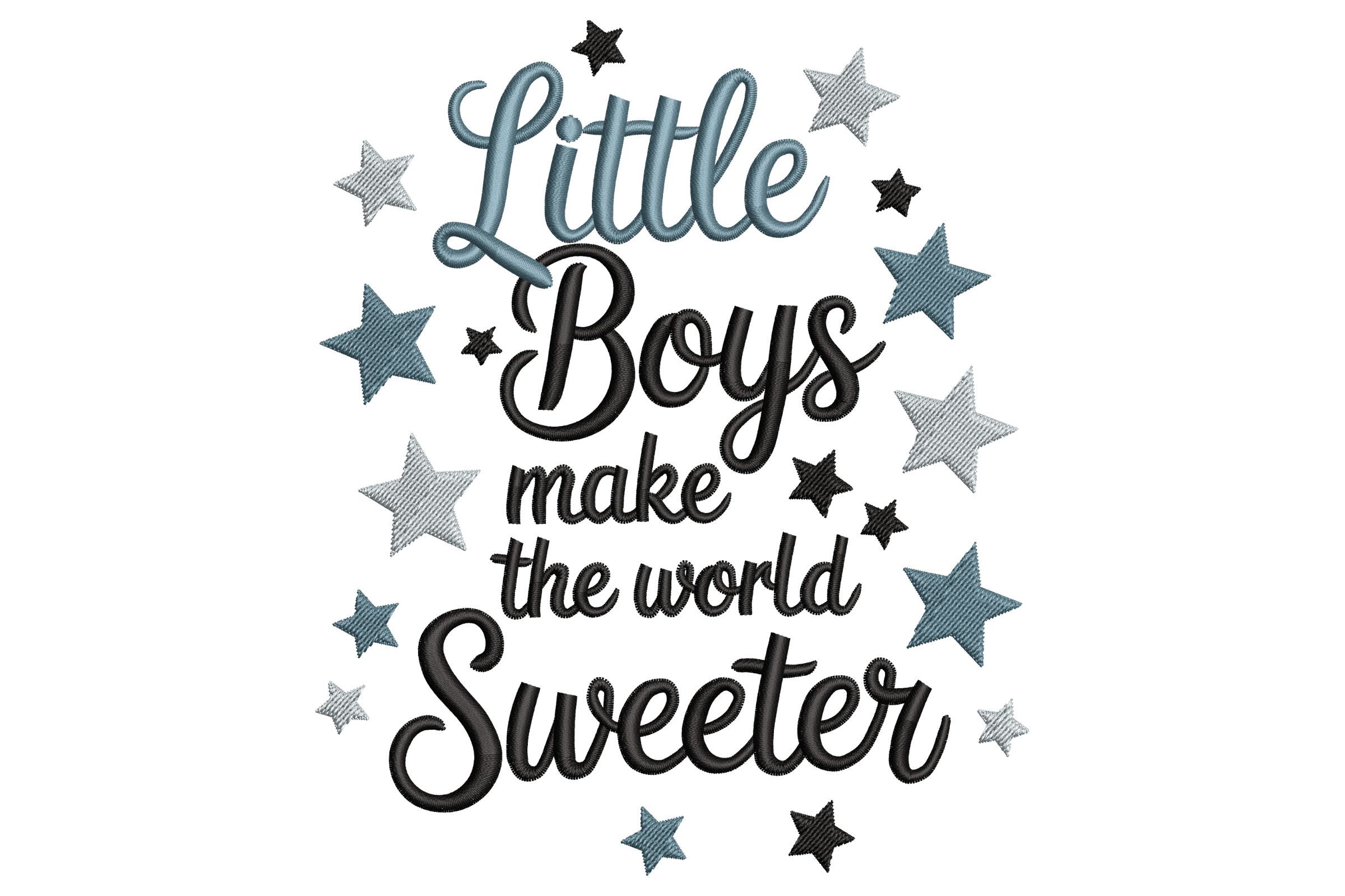 Little Boys Make World Sweeter – Boys Stars Embroidery Design