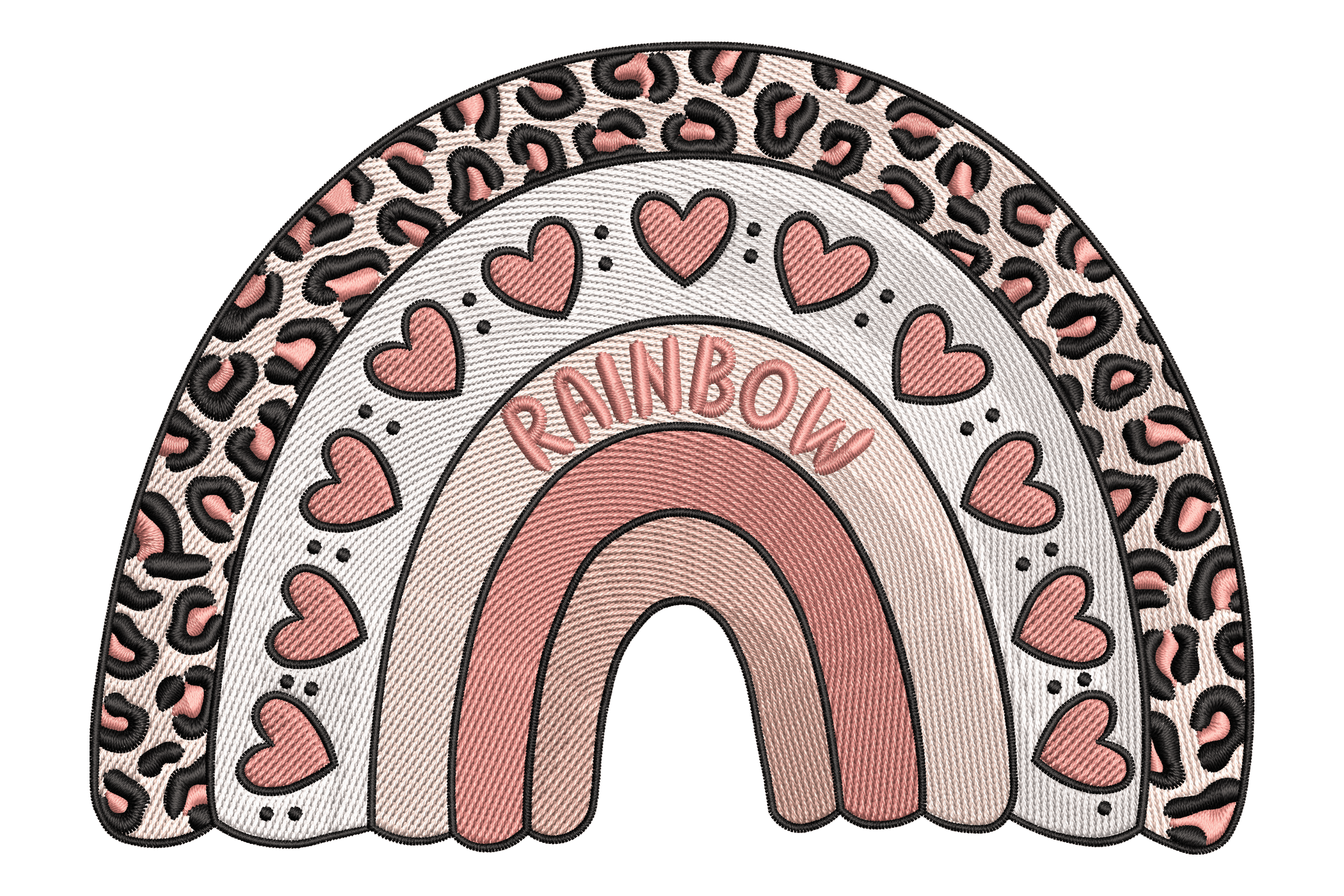 Leopard Rainbow – Heart Applique Embroidery Design