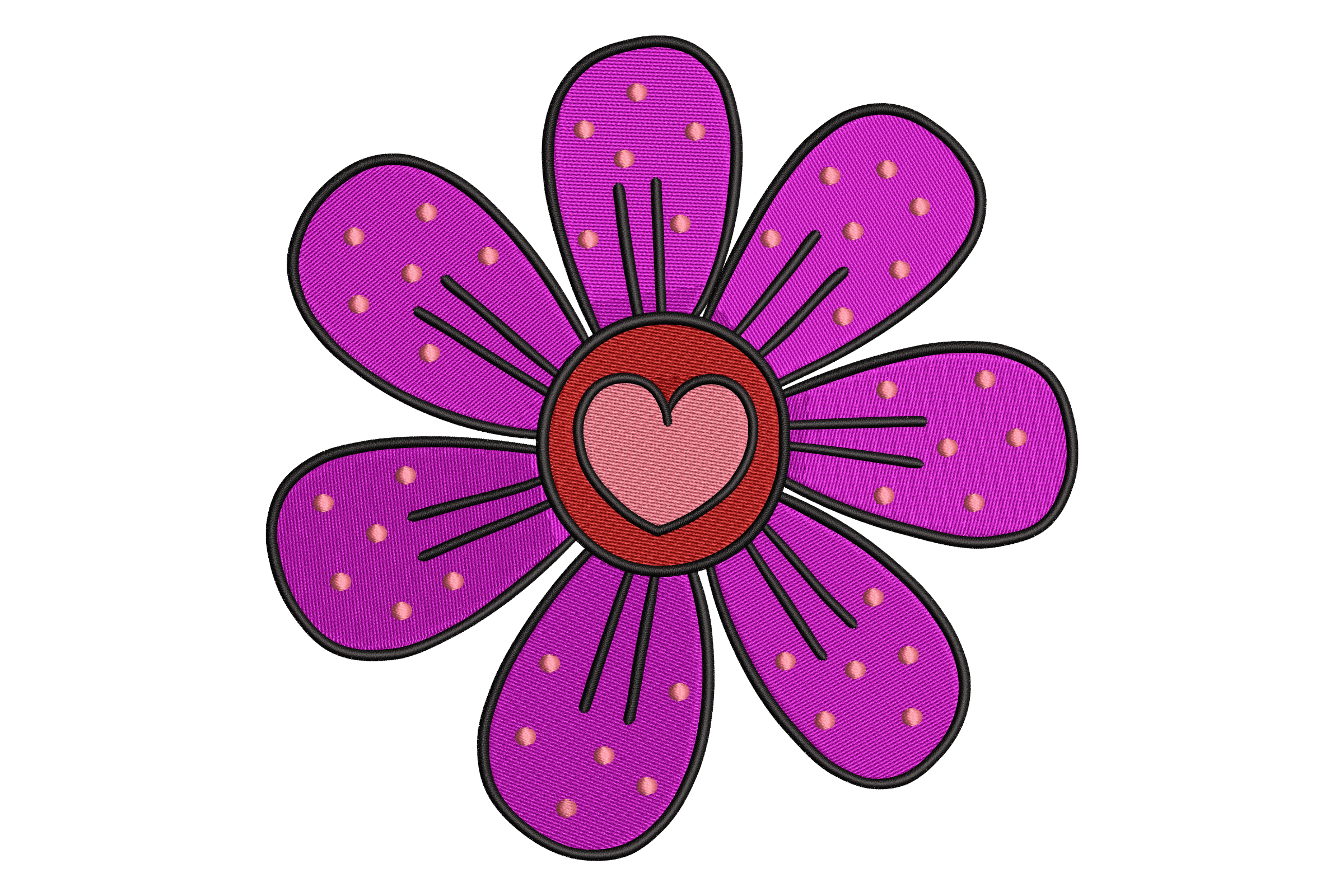 Purple Heart Flower – Kids Applique Embroidery