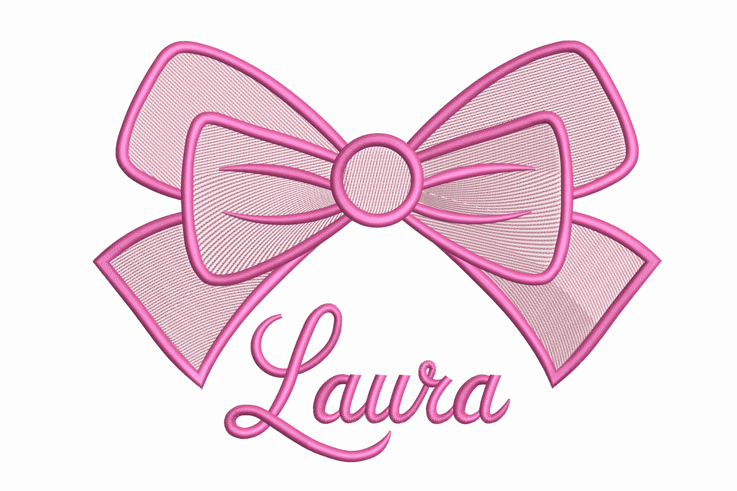 Personalized Pink Bow Name Embroidery Design – Laura
