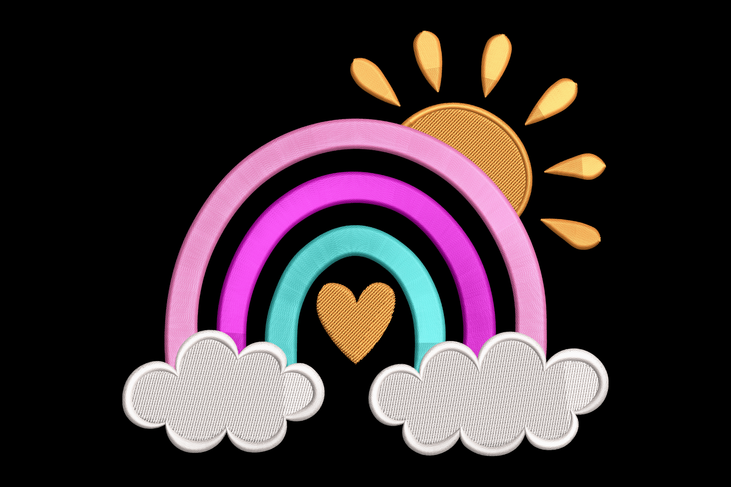Rainbow, Sun & Clouds – Cute Kids Embroidery Design