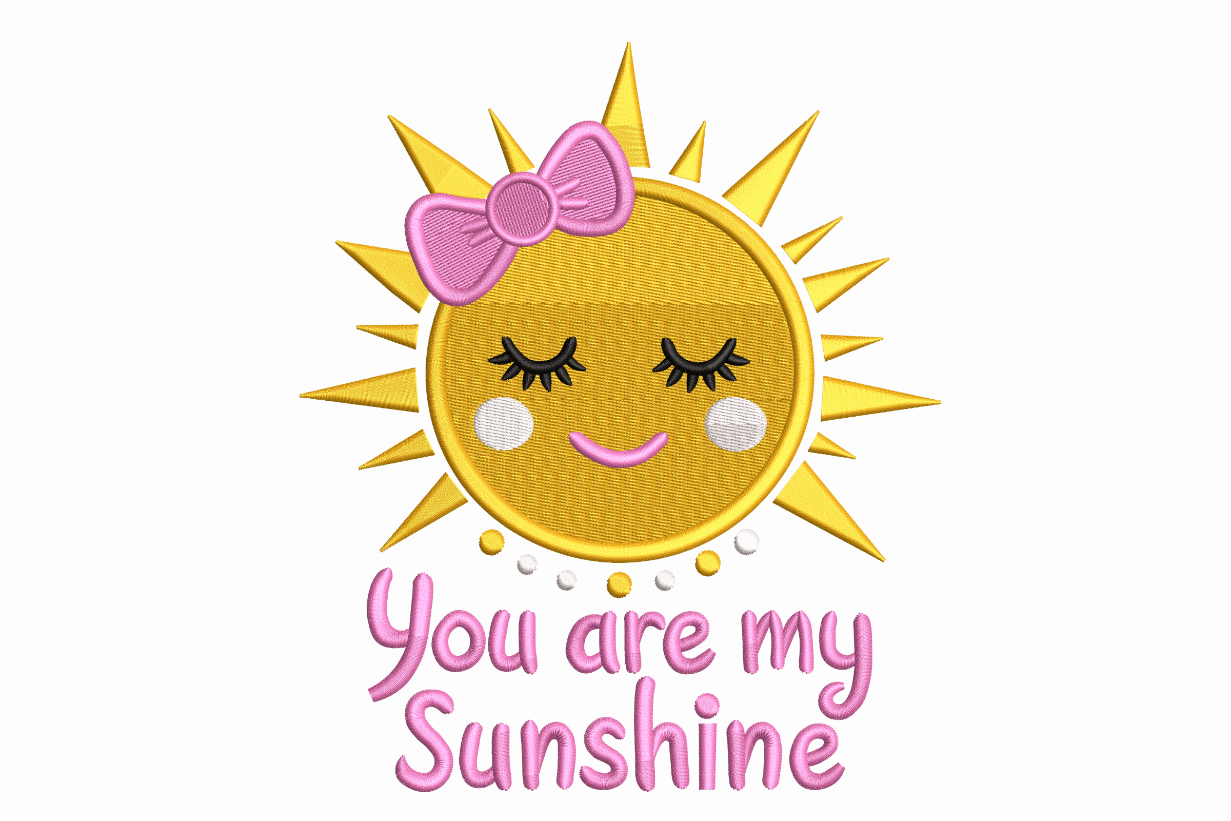 You Are My Sunshine – Cute Bow Sun Embroidery Design