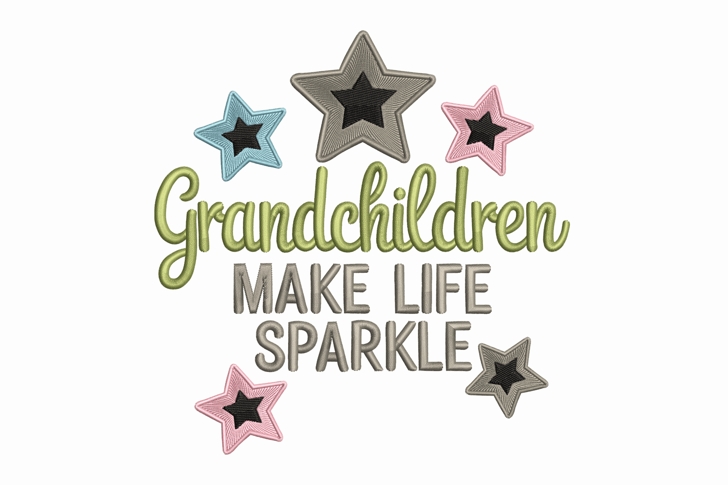 Grandchildren Make Life Sparkle – Star Quote Embroidery File