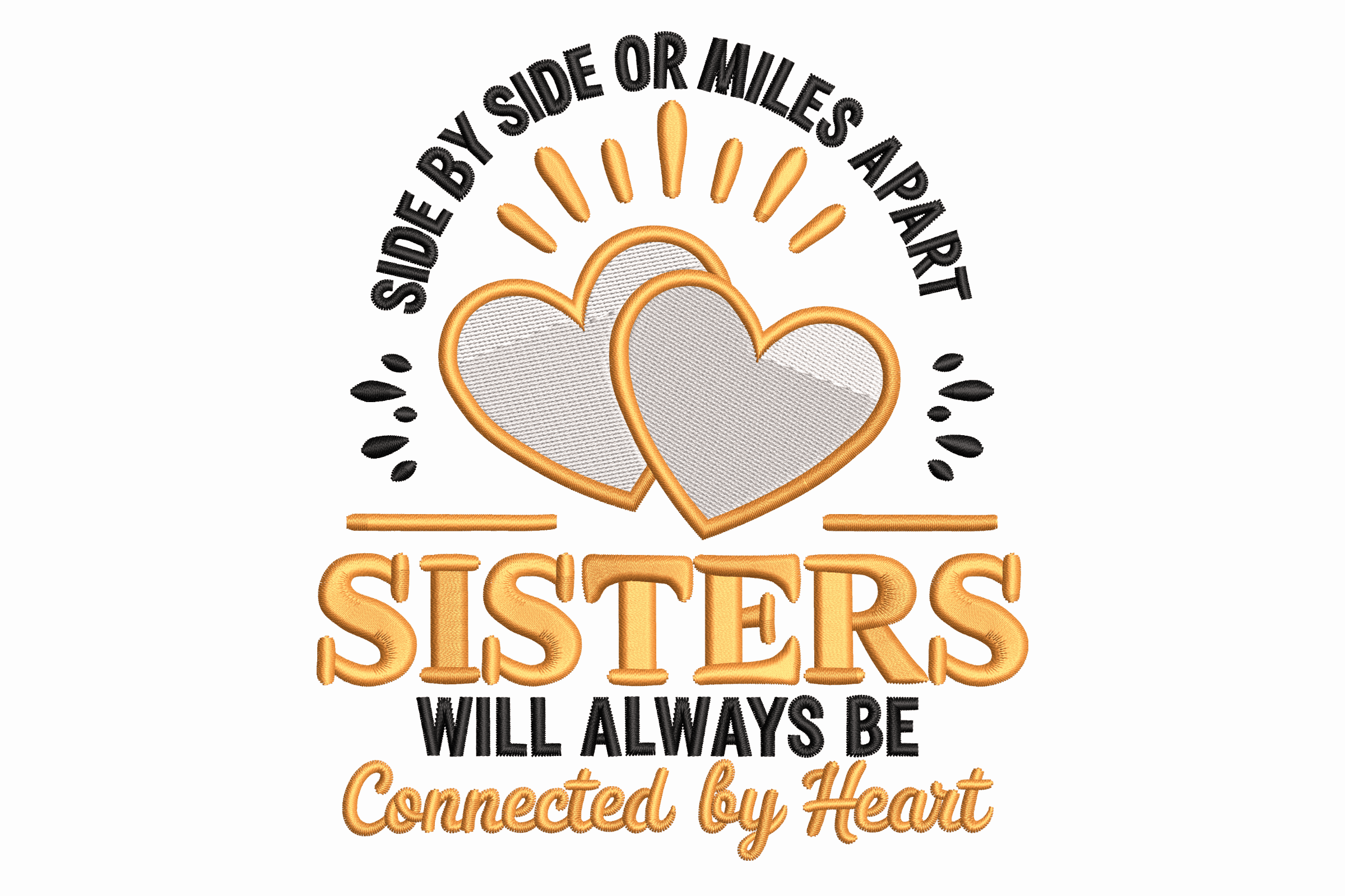 Sisters Connected by Heart – Long Distance Embroidery Design