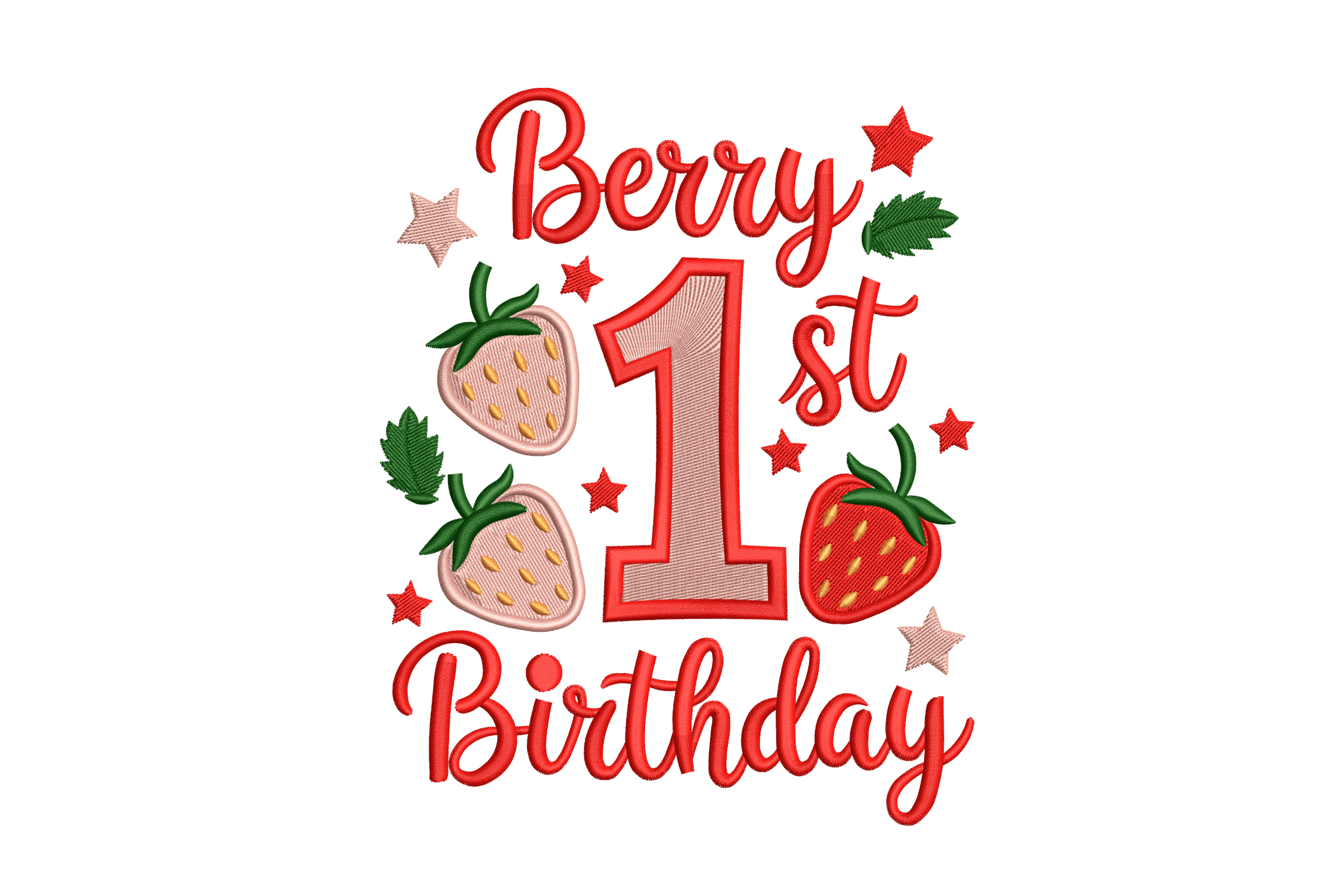 Berry 1st Birthday – Strawberry Machine Embroidery