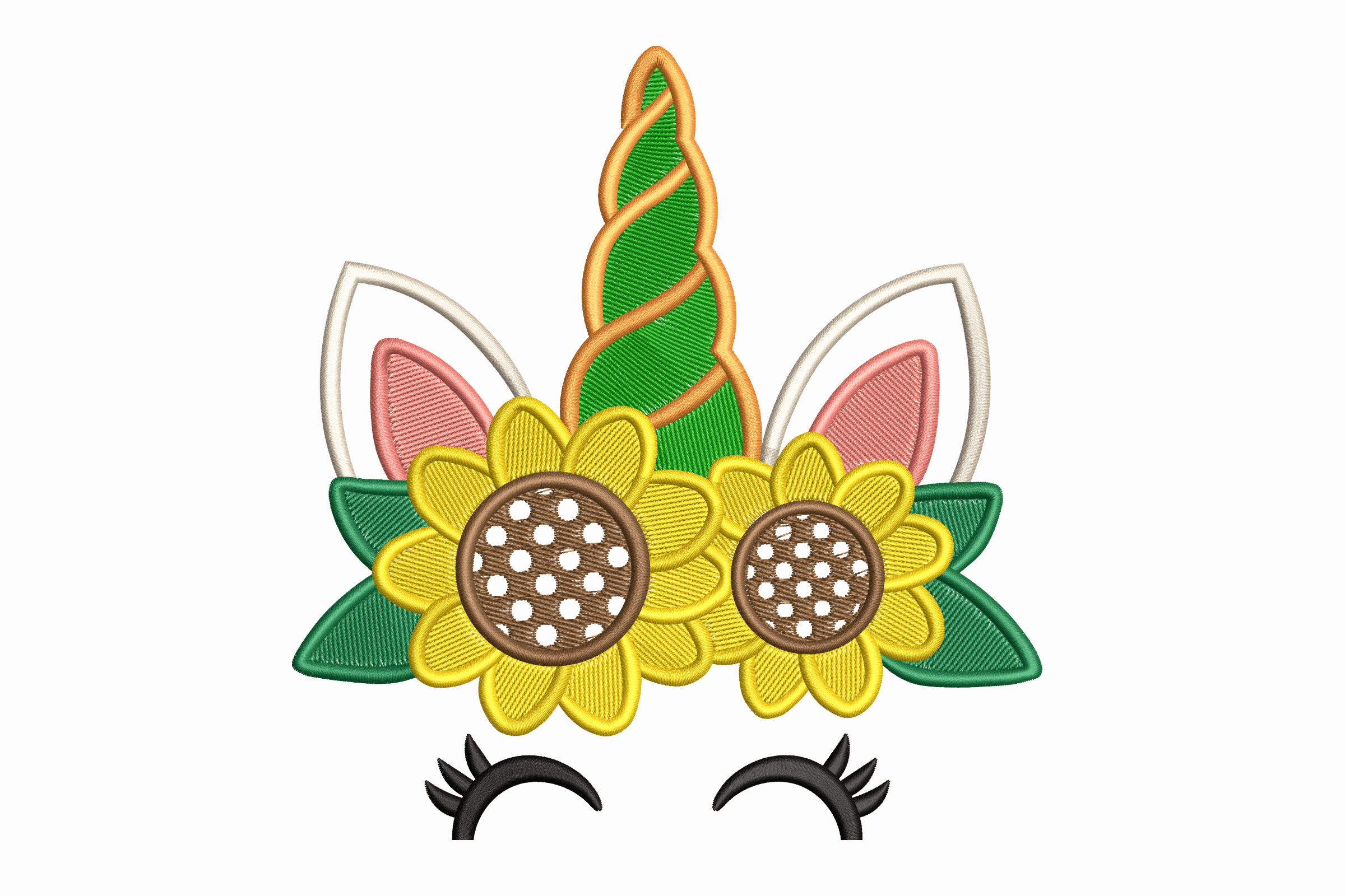 Sunflower Unicorn – Kids Floral Embroidery Design