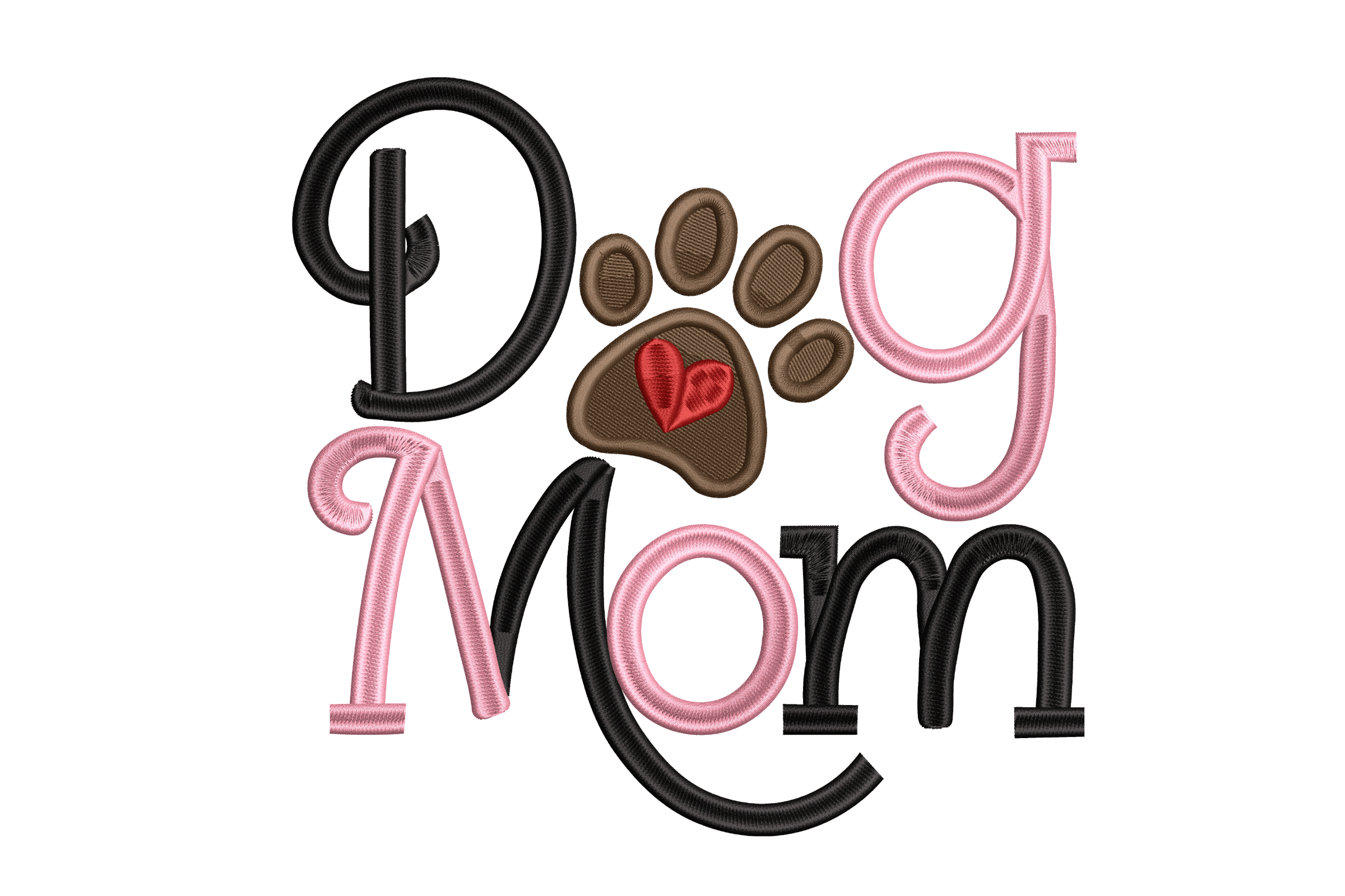 Dog Mom Paw Heart Lettering – Machine Embroidery Design