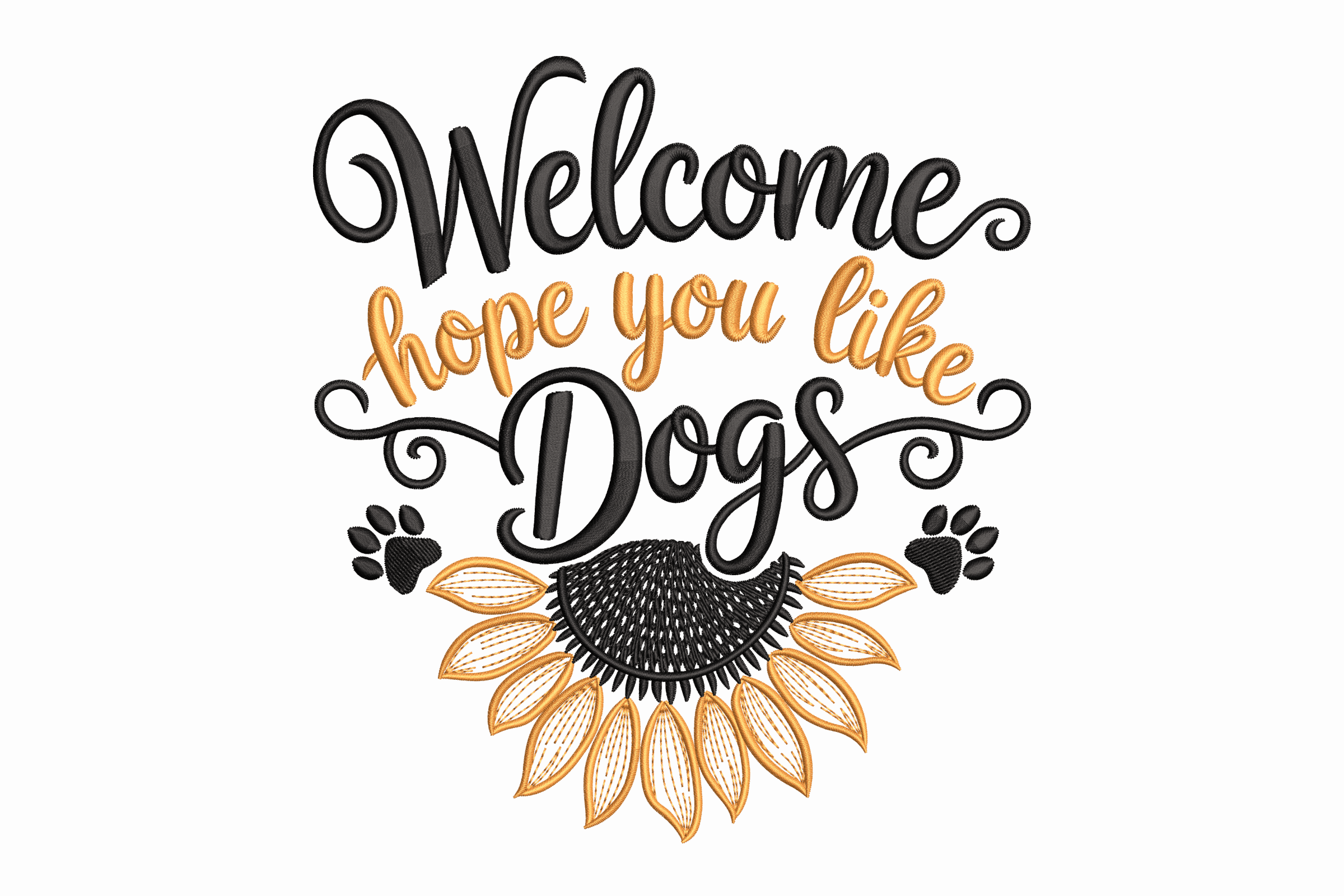 Welcome Dogs Sunflower – Porch & Pet Embroidery File
