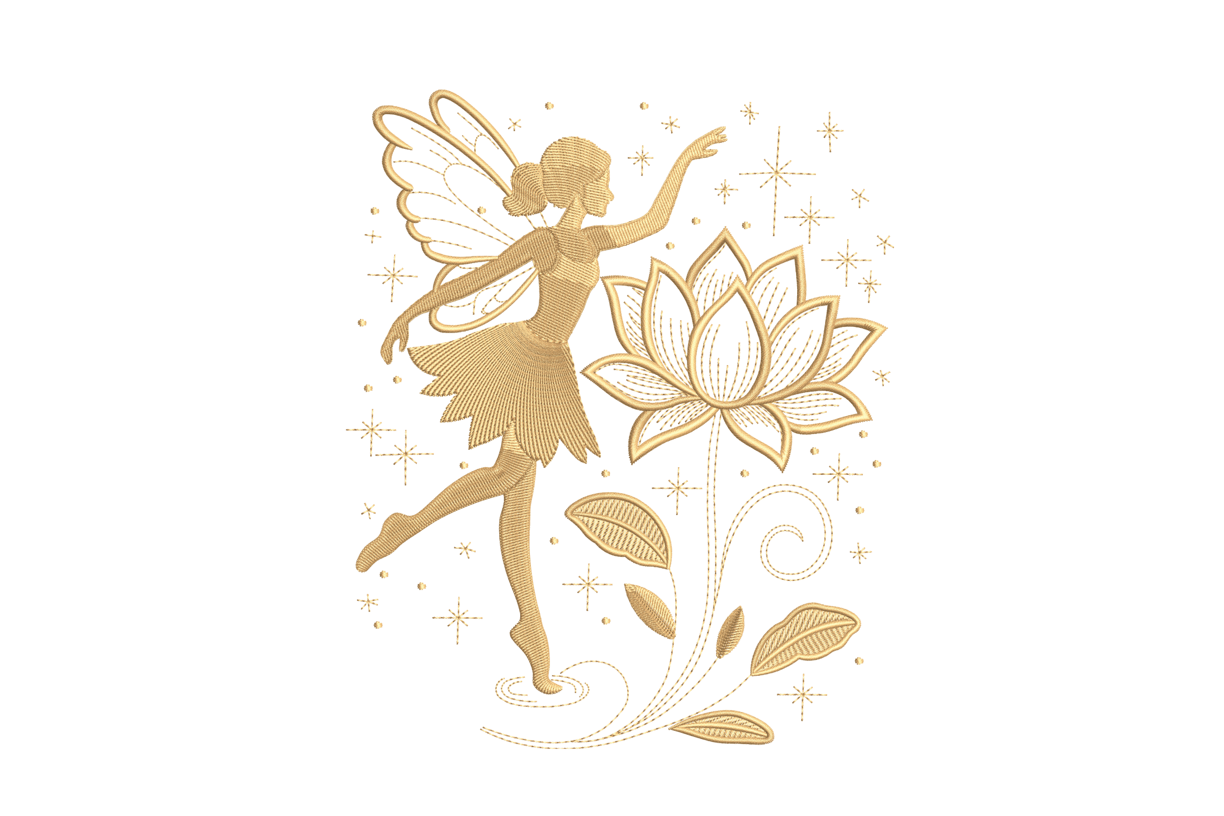 Fairy and Lotus Flower – Fantasy Embroidery Design