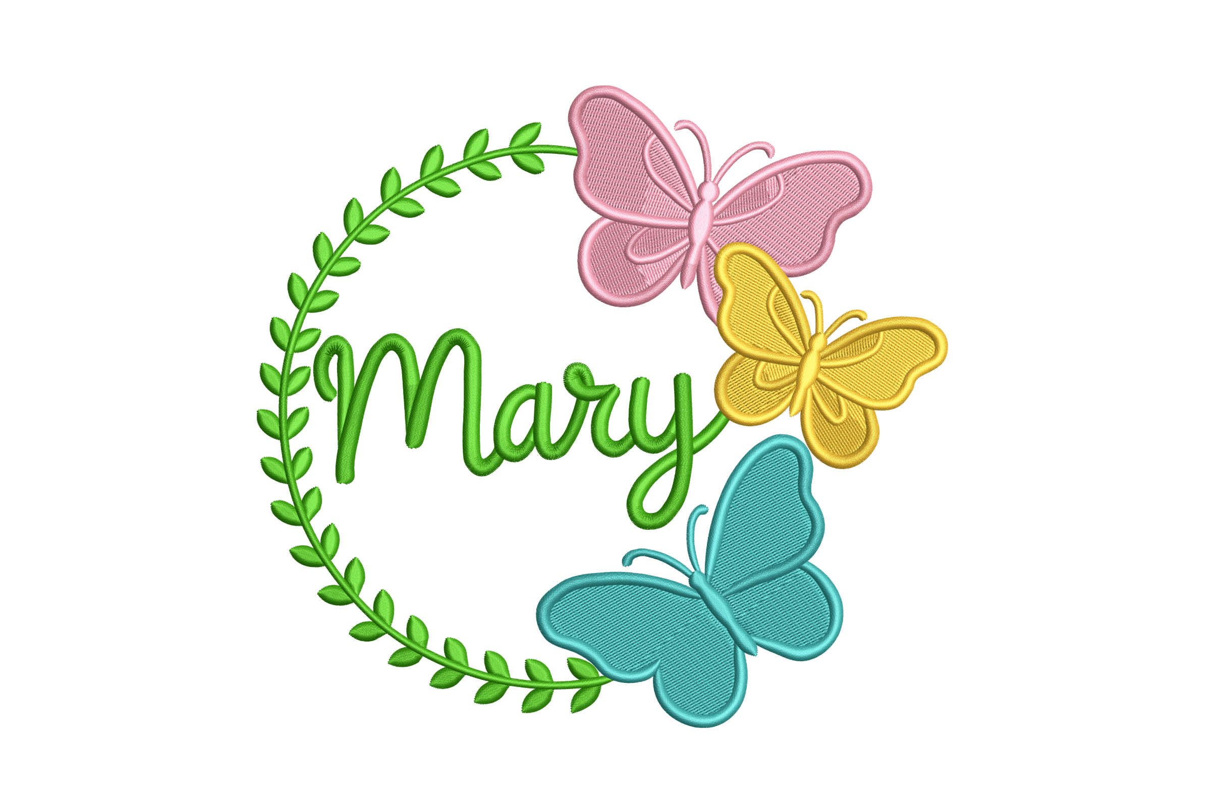 Butterfly Name Wreath – Personalized Embroidery Design