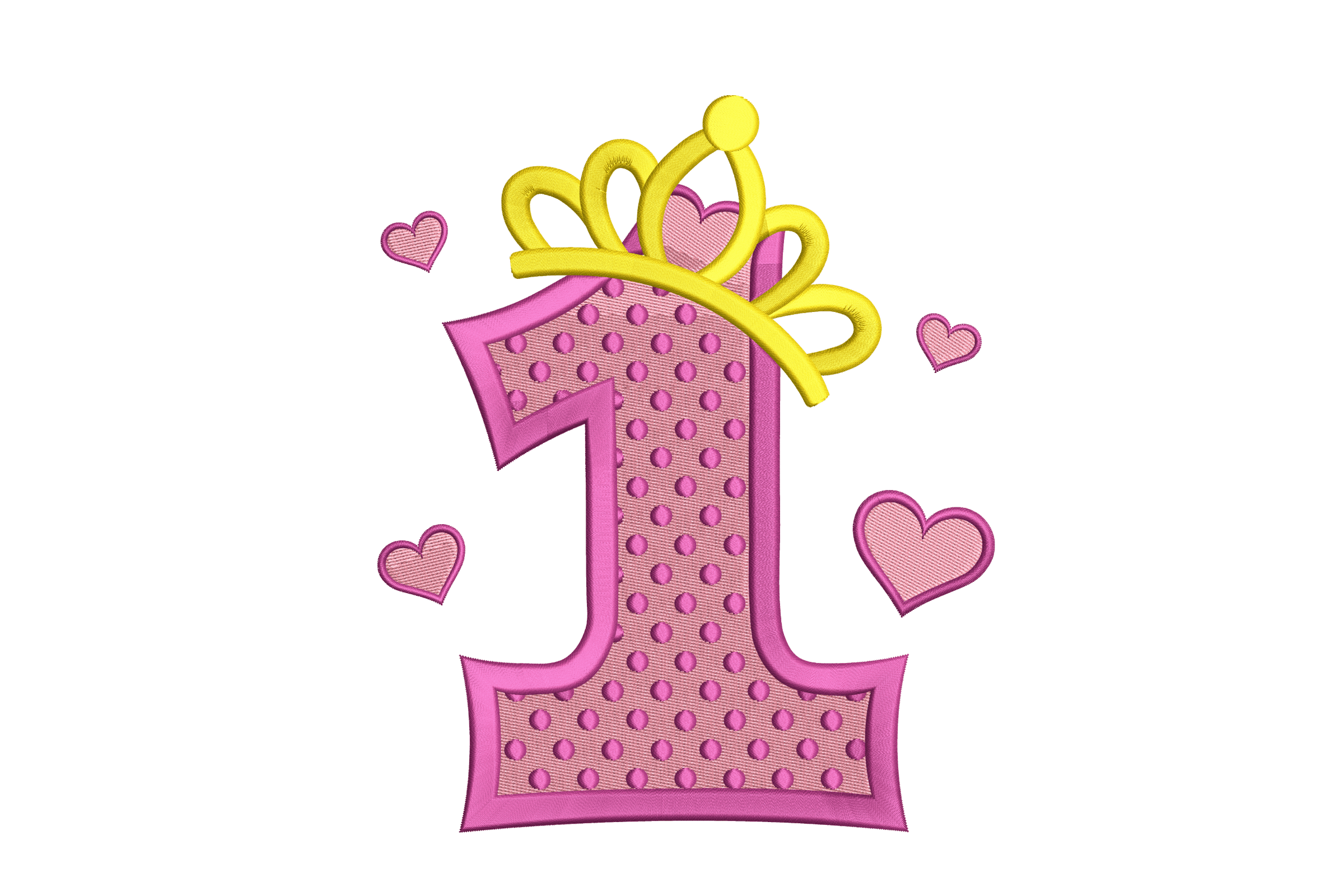 1st Birthday Crown Number – Machine Embroidery File