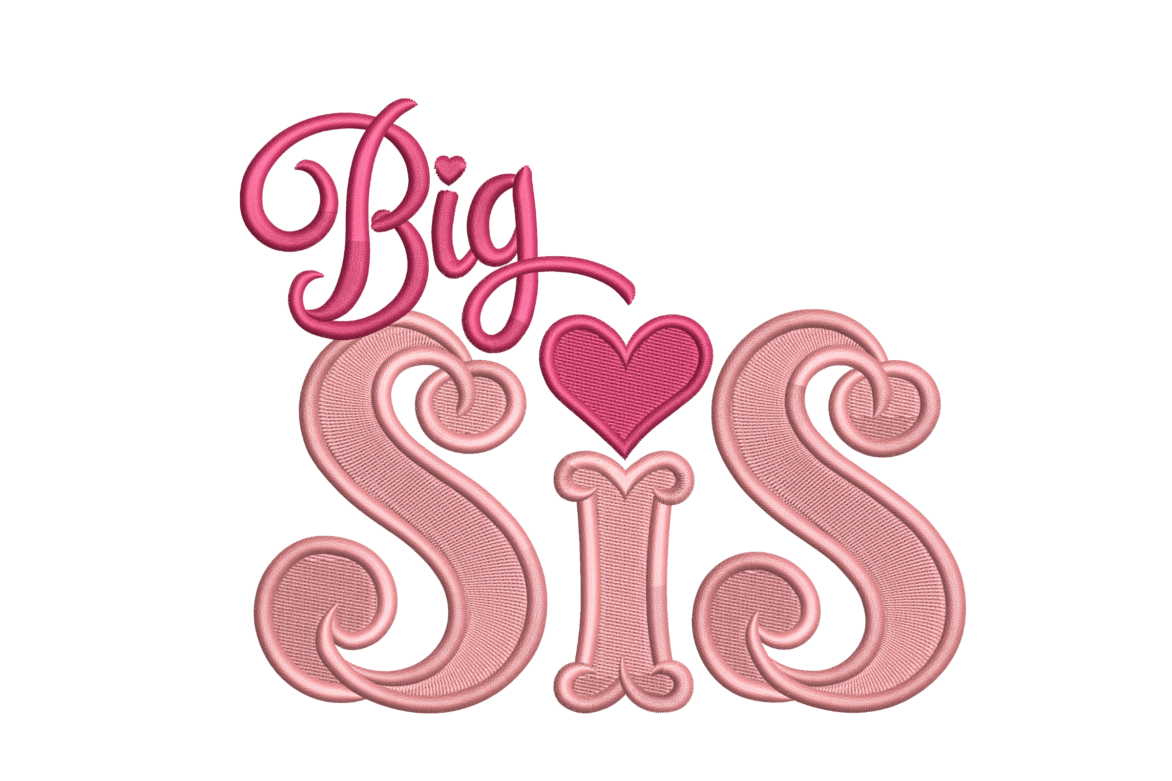 Big Sis Embroidery Design – Cute Sister Heart Machine File