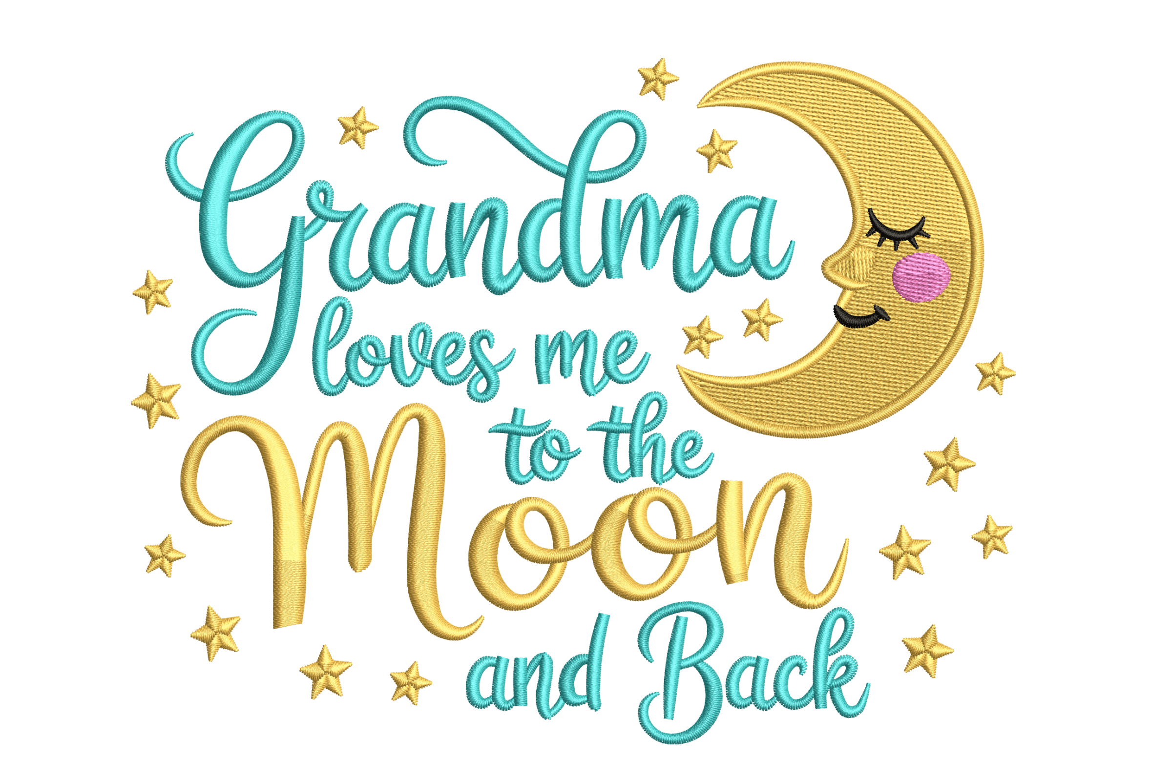 Grandma Loves Me to the Moon and Back Embroidery Design – Sweet Family Machine Embroidery File