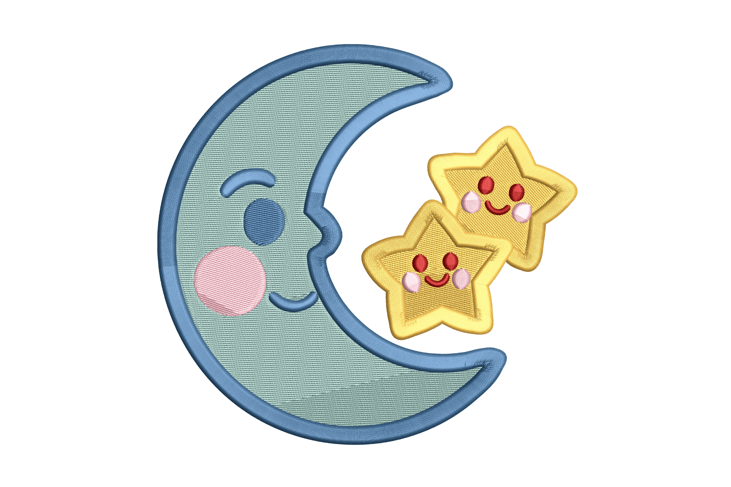 Moon & Smiling Stars – Cute Nursery Embroidery Design