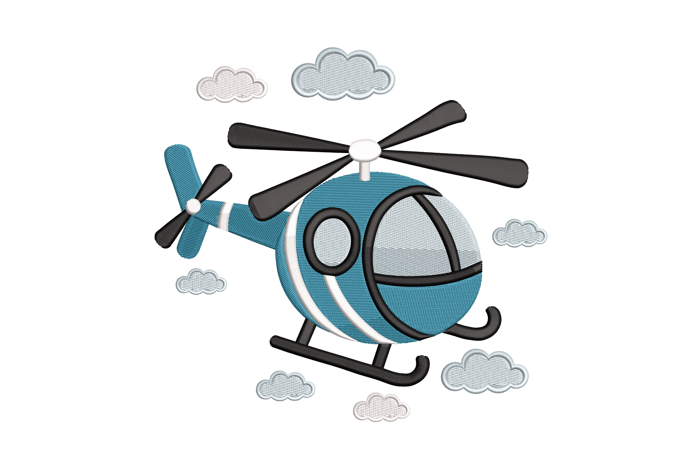 Cute Helicopter Embroidery Design – Kids Airplane Machine File