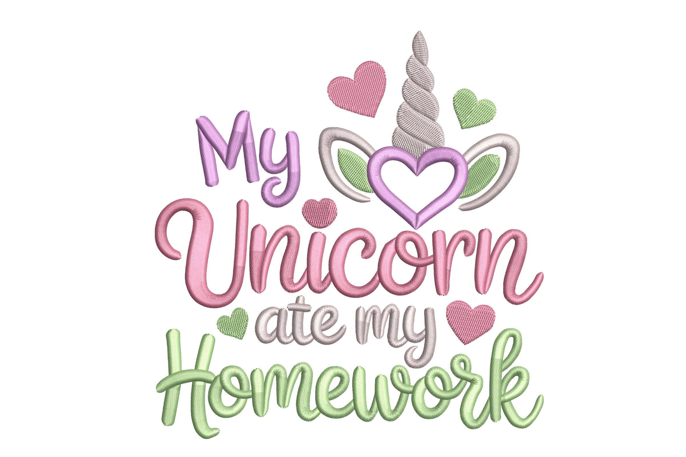 My Unicorn Ate My Homework – Cute Kids Embroidery