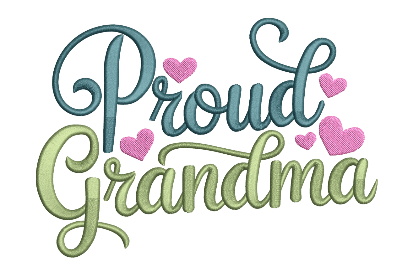 Proud Grandma – Heart Script Embroidery Design