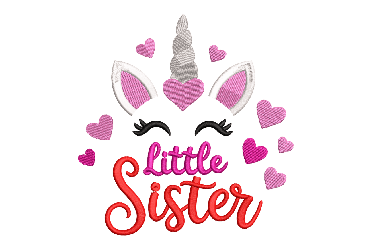 Little Sister Unicorn – Cute Girls Embroidery Design