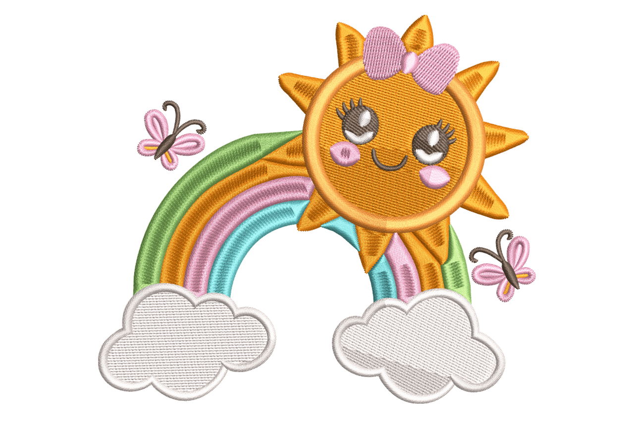 Happy Sun Rainbow – Cute Kids Embroidery Design