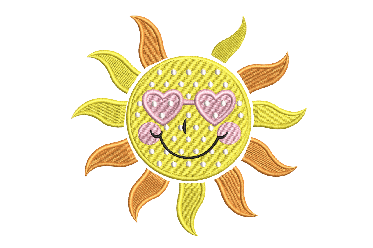 Sunshine Heart Glasses – Happy Summer Embroidery File